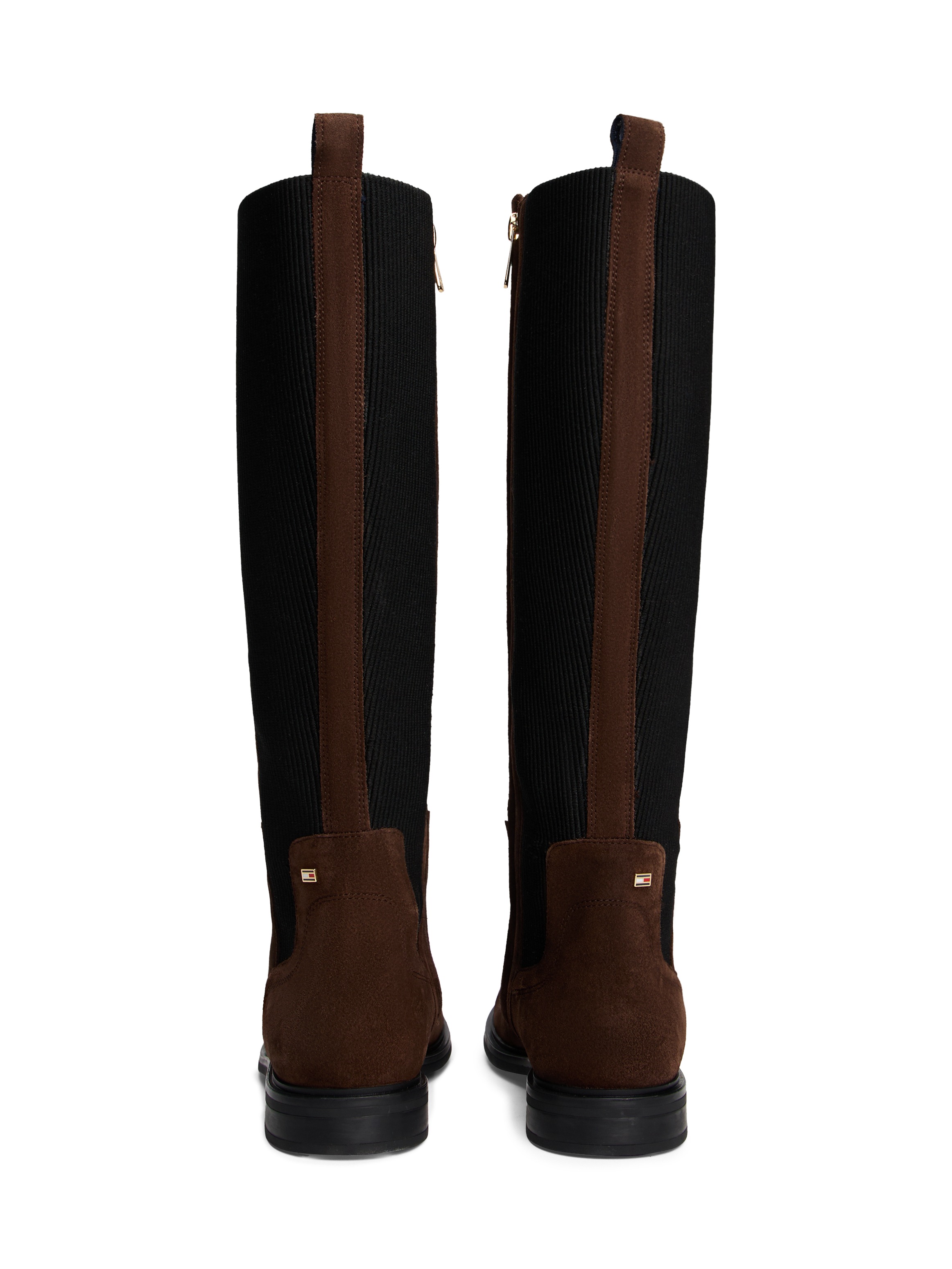 Tommy Hilfiger Stiefel »FLAG SUEDE LONG BOOT«  , Langschaftstiefel, Reißverschlussstiefel mit Logoflaggen-Detail