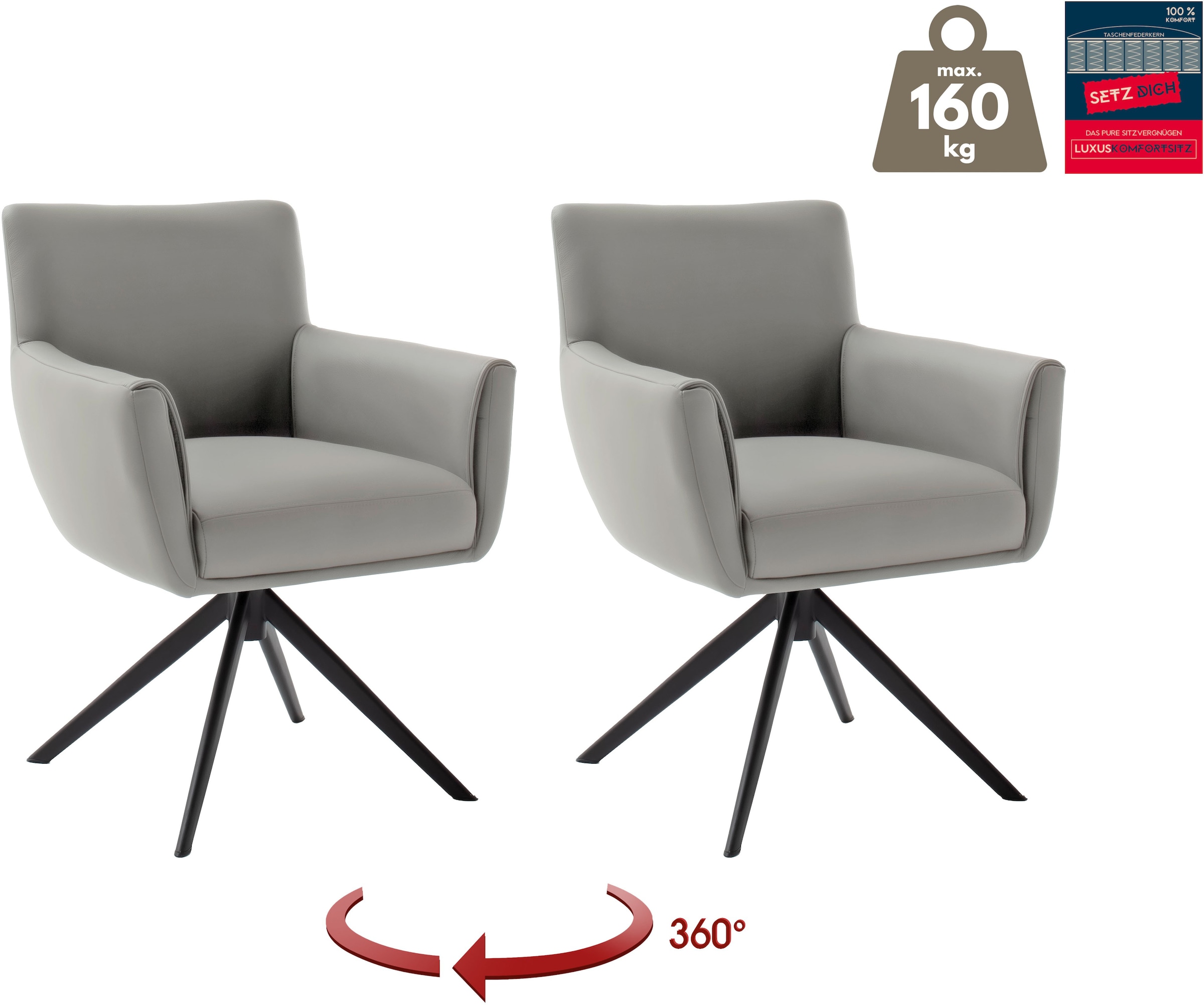 MCA furniture 4-Fußstuhl »WILSON Esszimmerstuhl, Armlehnstuhl, Polsterstuhl, modern« (Set) 2 Stk.Stuhl, Armlehnenstuhl, drehbar, Taschenfederkern, belastbar 160 kg