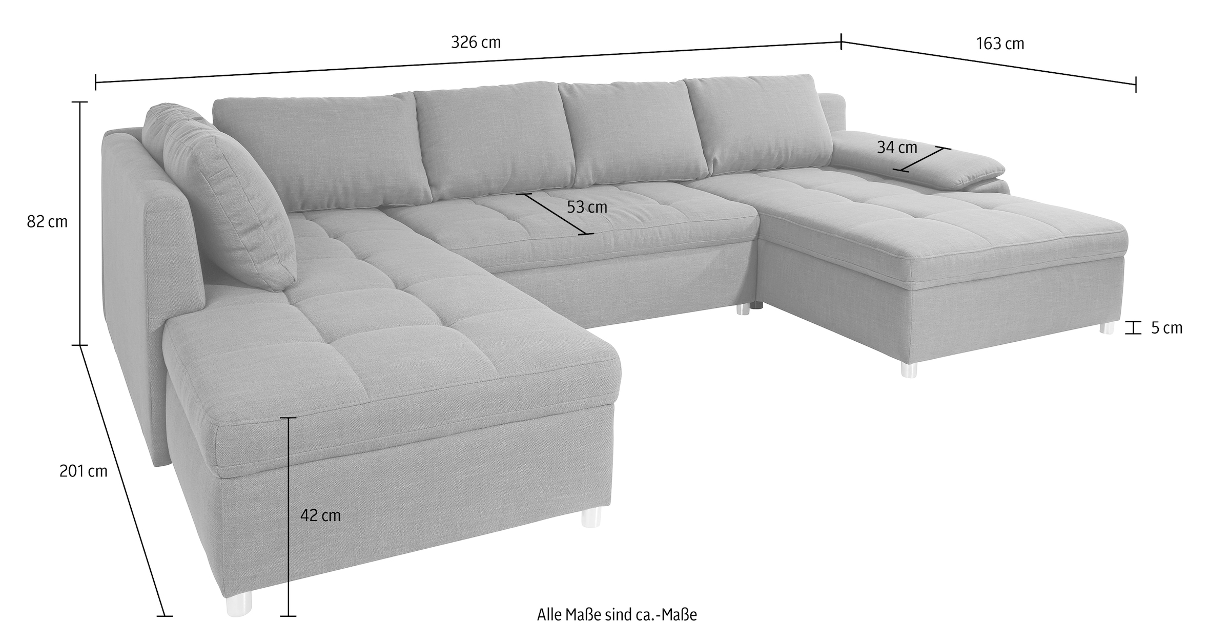sit&more Wohnlandschaft »Labene U-Form«, wahlweise mit Bettfunktion und Bettkasten