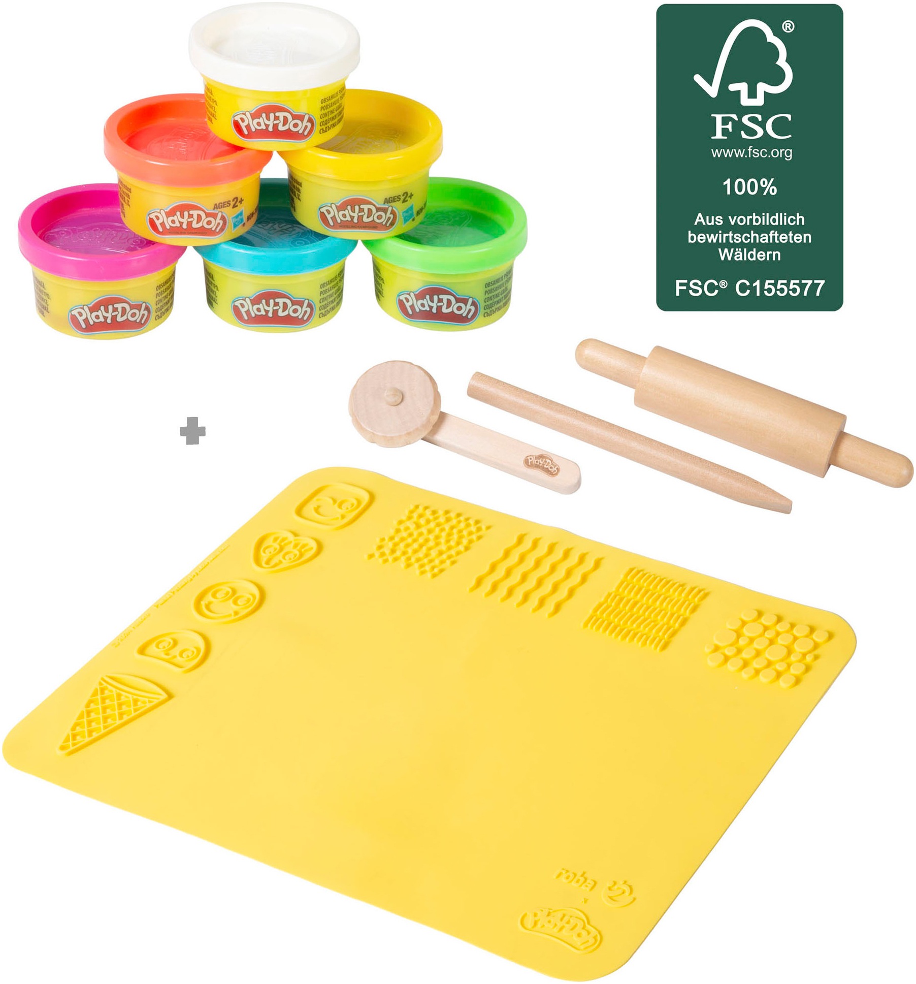roba® Kindersitzgruppe »Play-Doh Schulpult«, (Set), inkl. 3D-Kreativmatte, 6 Knetdosen, Schürze