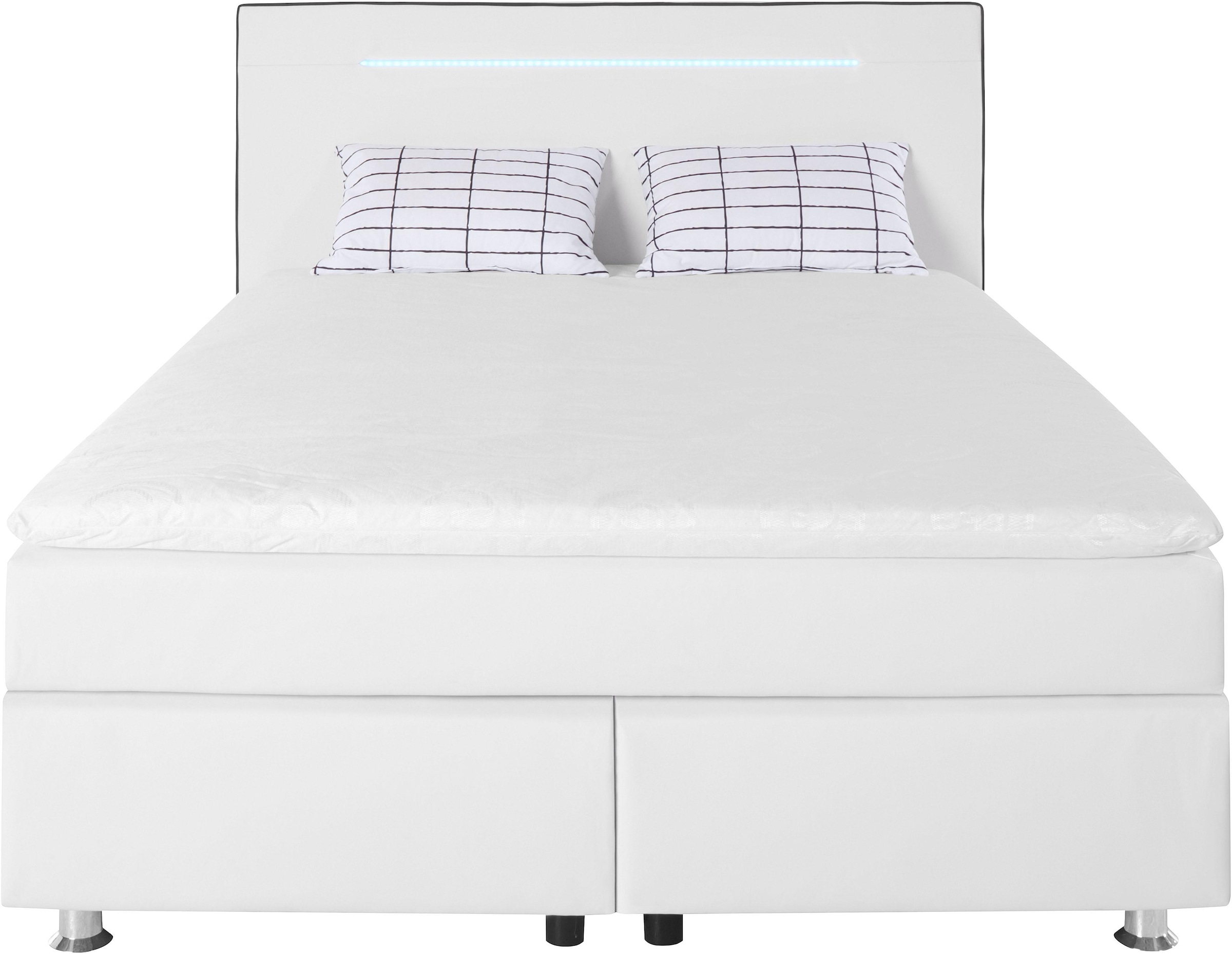 COLLECTION AB Boxspringbett »London, inklusive Topper und Kissen, mit LED-Beleuchtung« Boxspringbett erhältlich in 90cmx200cm, 140cmx200cm & 180cmx200cm