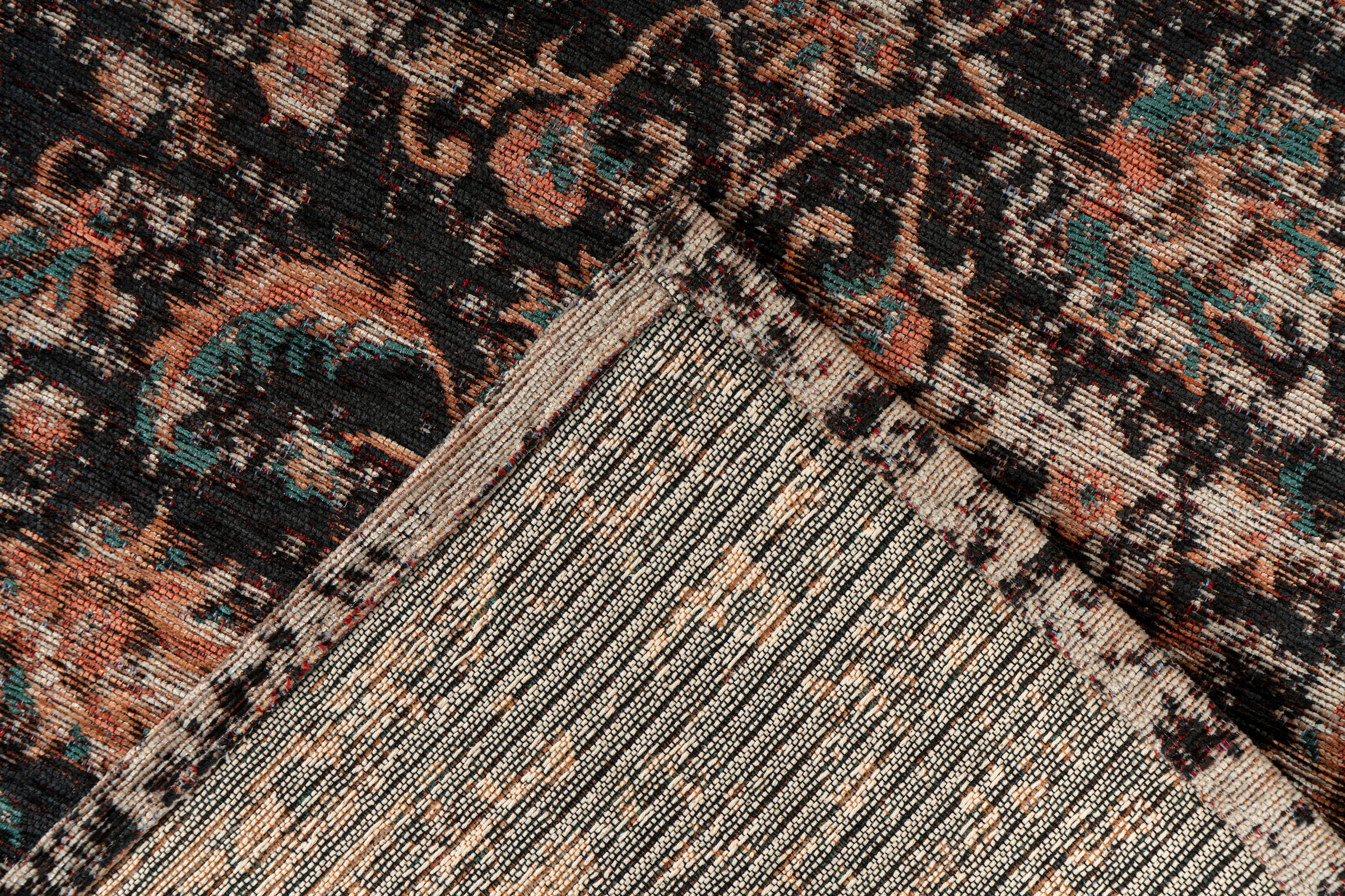 Padiro Teppich »Charme 225«, rechteckig, 5 mm Höhe, Chenille Flachgewebe im Vintage Stil