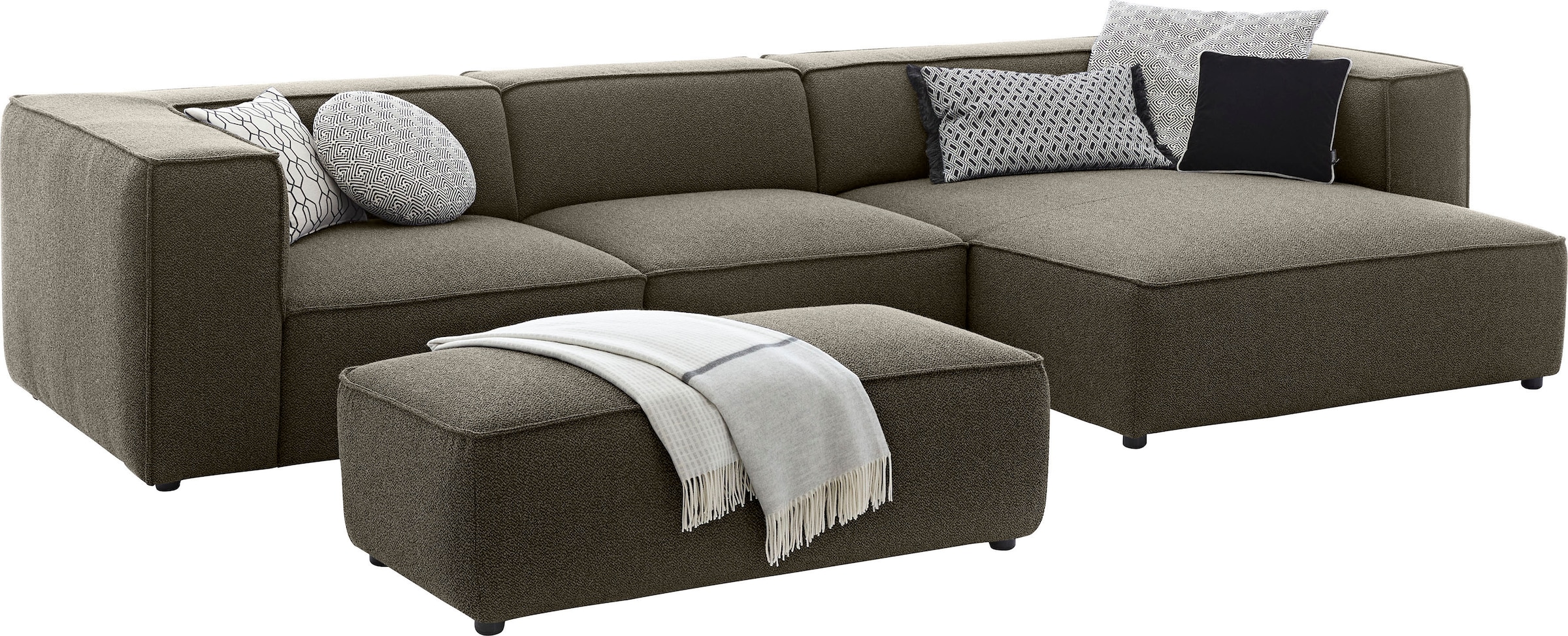 W.SCHILLIG Ecksofa »around-the-block«, mit eleganter Biese, mit Federkern, Breite 341 cm