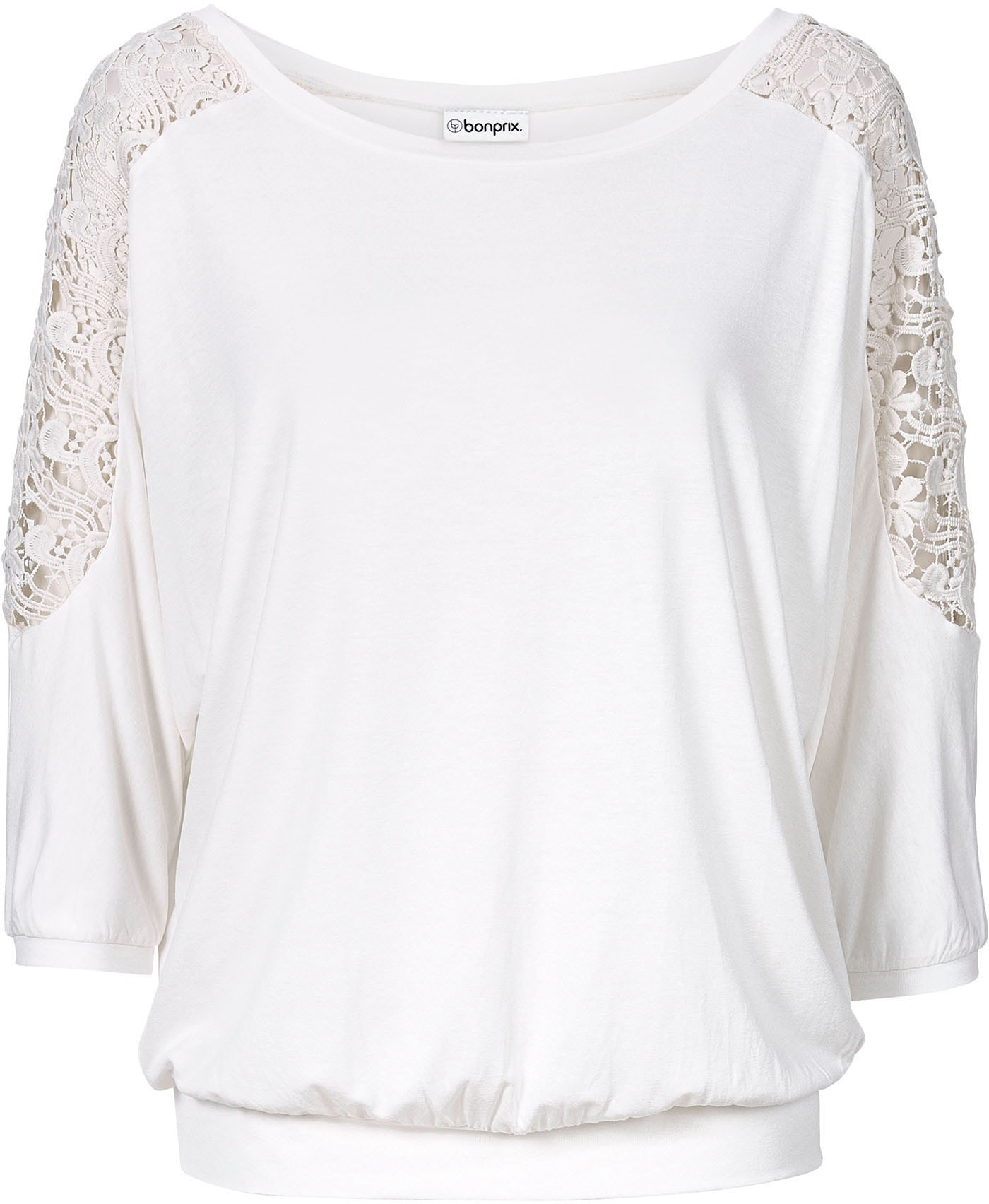 bonprix Oversize-Shirt Oversize Passform, 3/4-Ärmel, ohne Kragen, aus Viskose und Elasthan