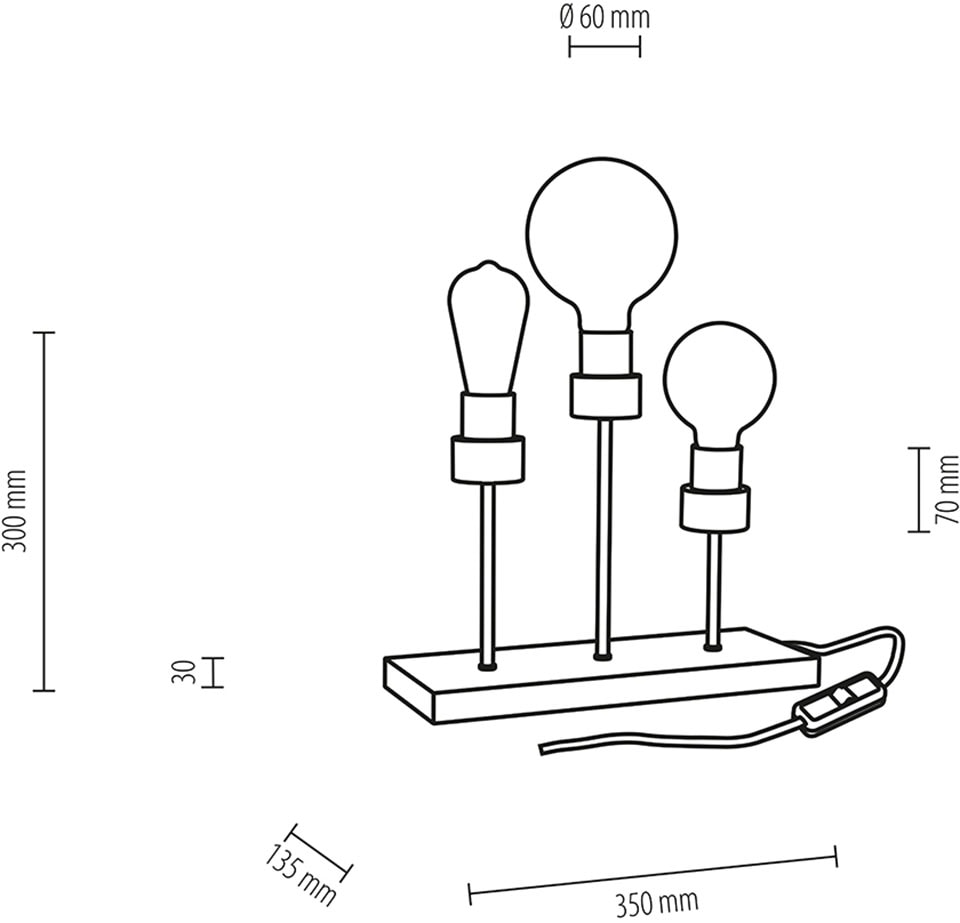 BRITOP LIGHTING Tischleuchte »CHANDELLE«, 3 flammig, Leuchtmittel E27 | Leuchtmittel wechselbar-ohne Leuchtmittel, Naturprodukt aus Eichenholz, Nachhaltig mit FSC®-Zertifikat
