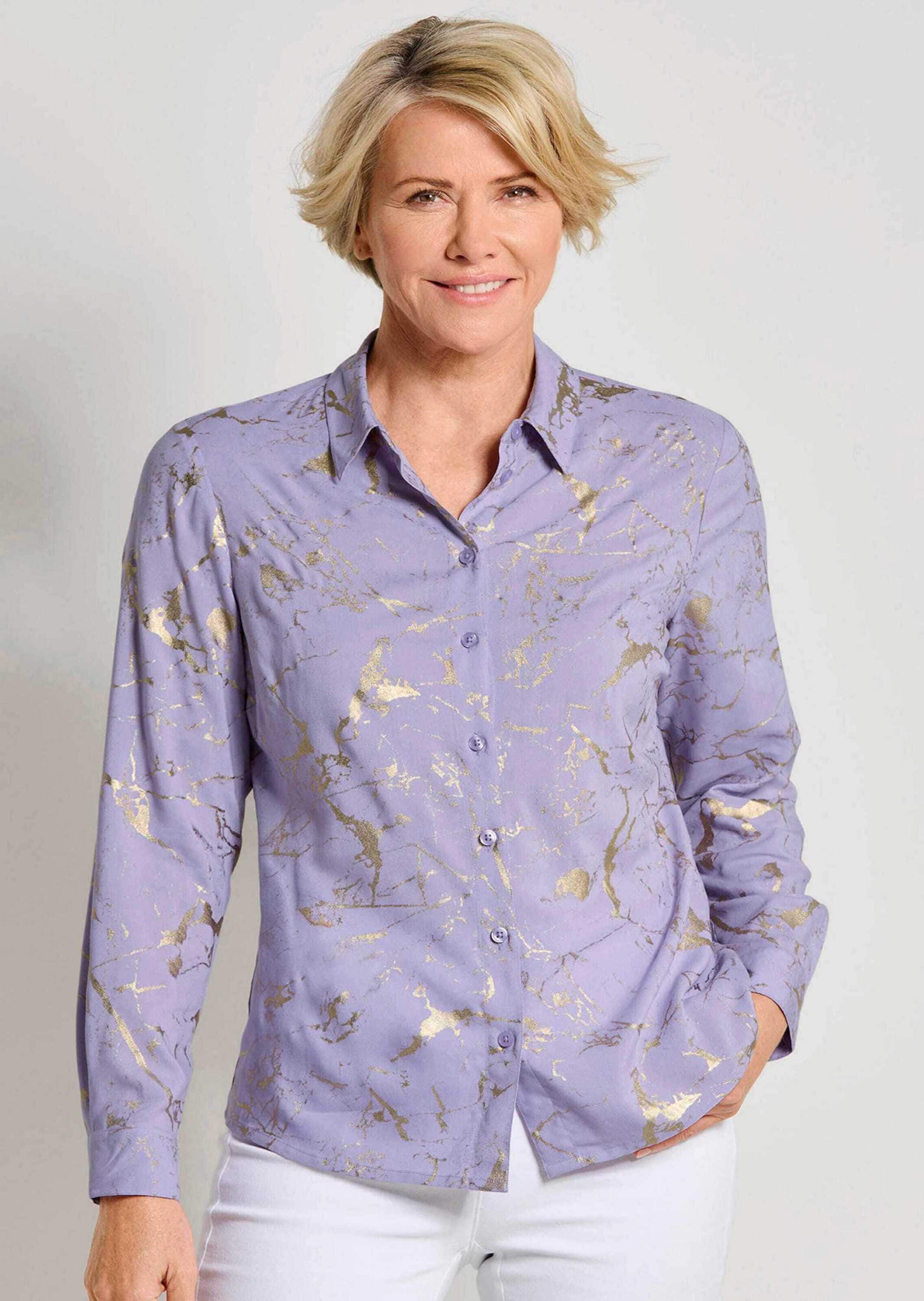 GOLDNER Hemdbluse »Hemdbluse mit Metallic Print«