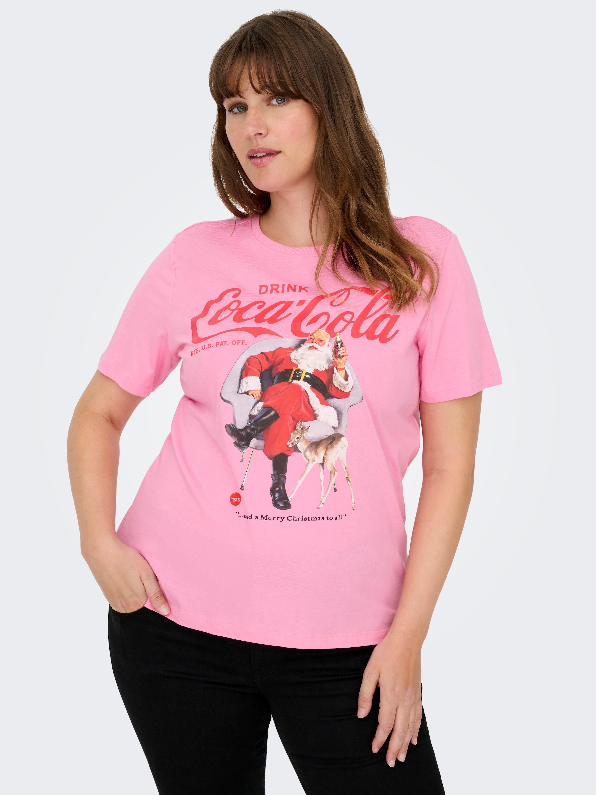 ONLY CARMAKOMA Kurzarmshirt »CARCOCA COLA XMAS LIFE S/S TOP JRS«