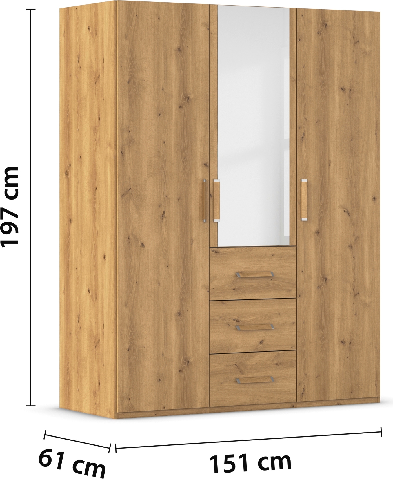 rauch Drehtürenschrank »Kleiderschrank Schrank Garderobe Schlafzimmerschrank EVELYN« in 2 Höhen 197 oder 210 cm erhältlich,  in elegantem Stil mit Schubladen 3 Breiten und 2 Höhen MADE IN GERMANY