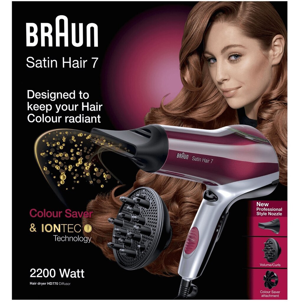 Braun Haartrockner »HD770«, 2200 W, 3 Aufsätze