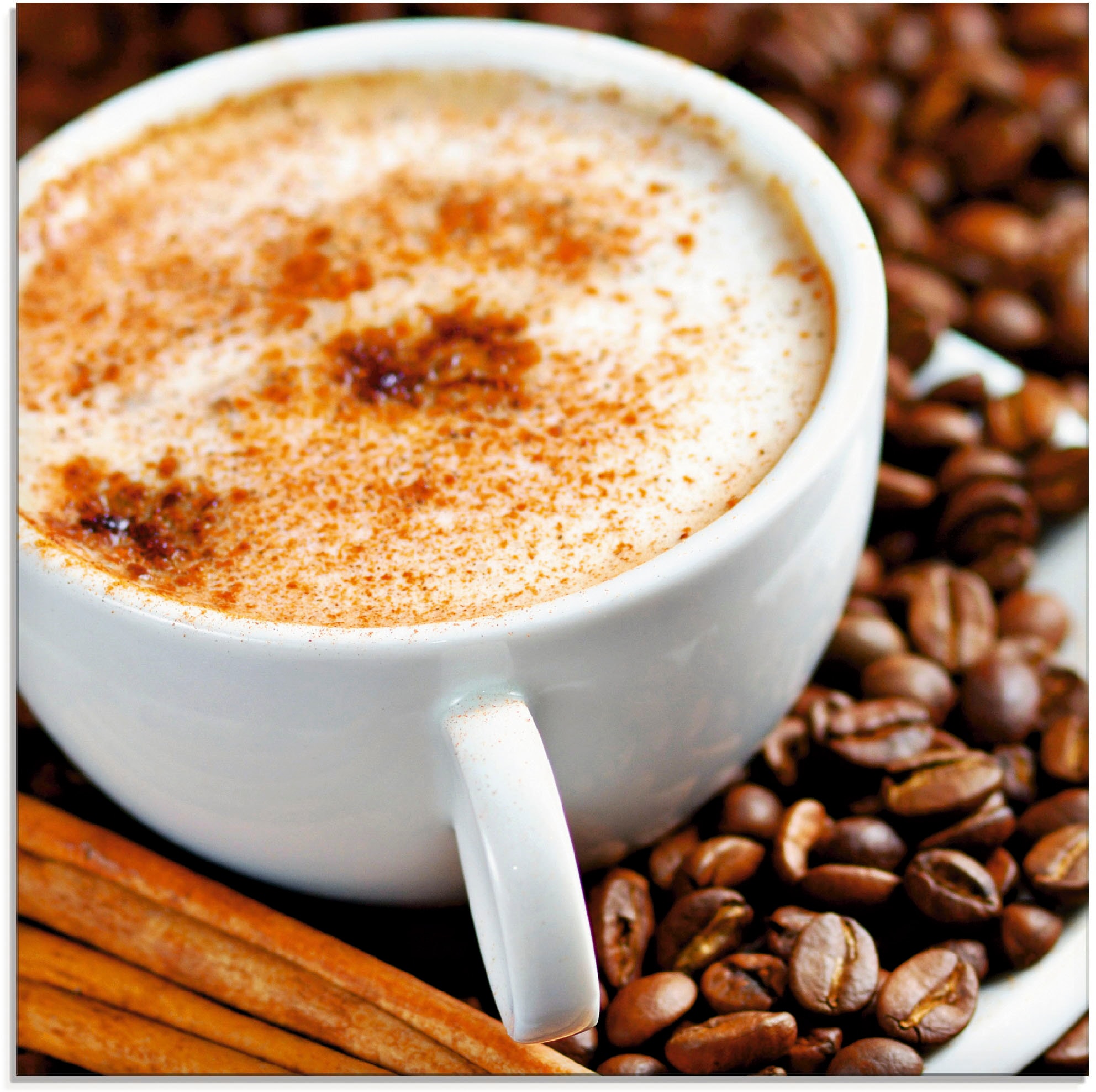 Glasbild »Cappuccino - Kaffee«, Getränke, (1 St.), in verschiedenen Größen