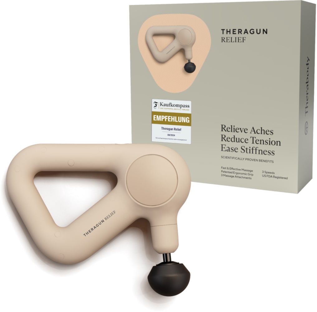 Therabody Massagepistole »Theragun Relief, Schmerzlinderung, Regeneration, Stressreduktion«, patentierter ergonomischer Griff & App-Steuerung