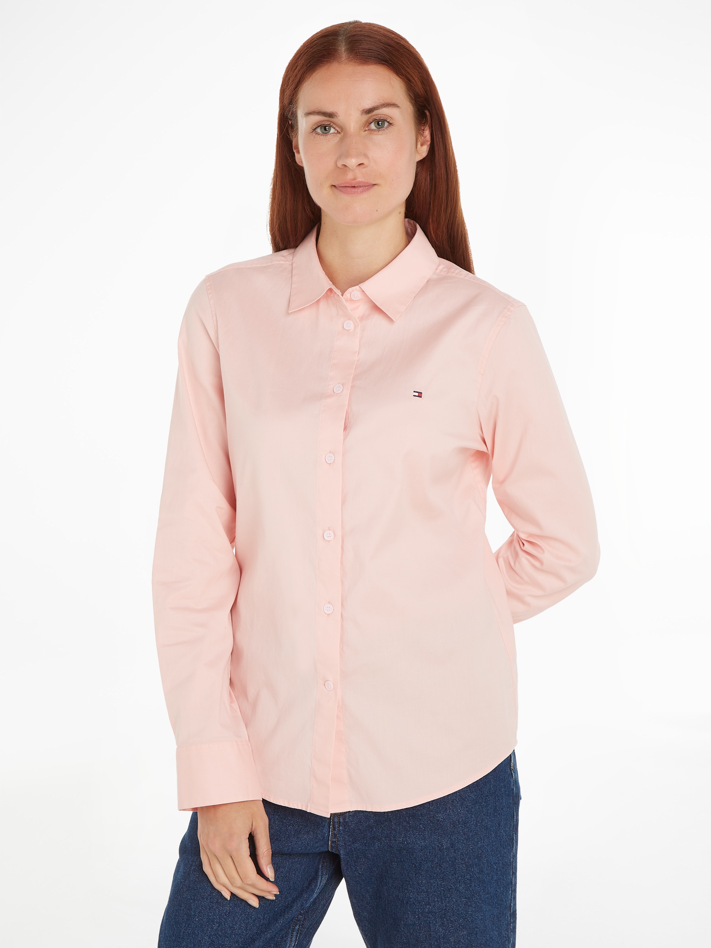 Tommy Hilfiger Hemdbluse »STRETCH OXFORD REGULAR SHIRT«, mit Logostickerei