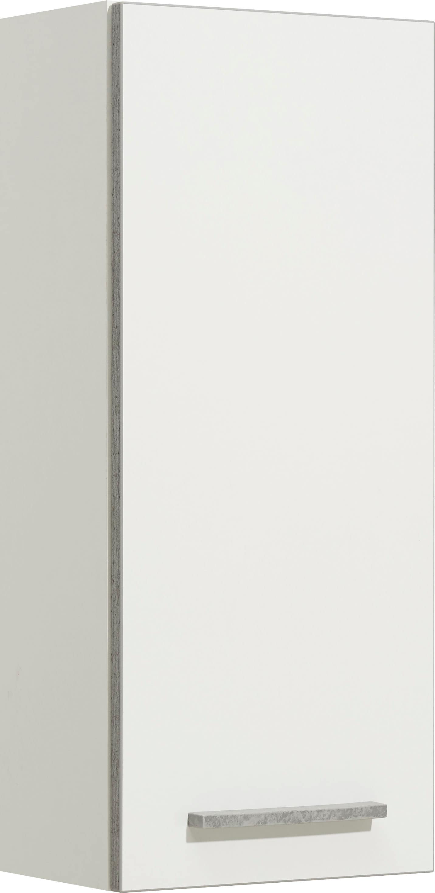 Saphir Hängeschrank »Quickset 953 Wand-Badschrank 30 cm breit mit 1 Tür und 2 Einlegeböden«, Badezimmer-Hängeschrank in Weiß Glanz mit Griffen in Betonoptik