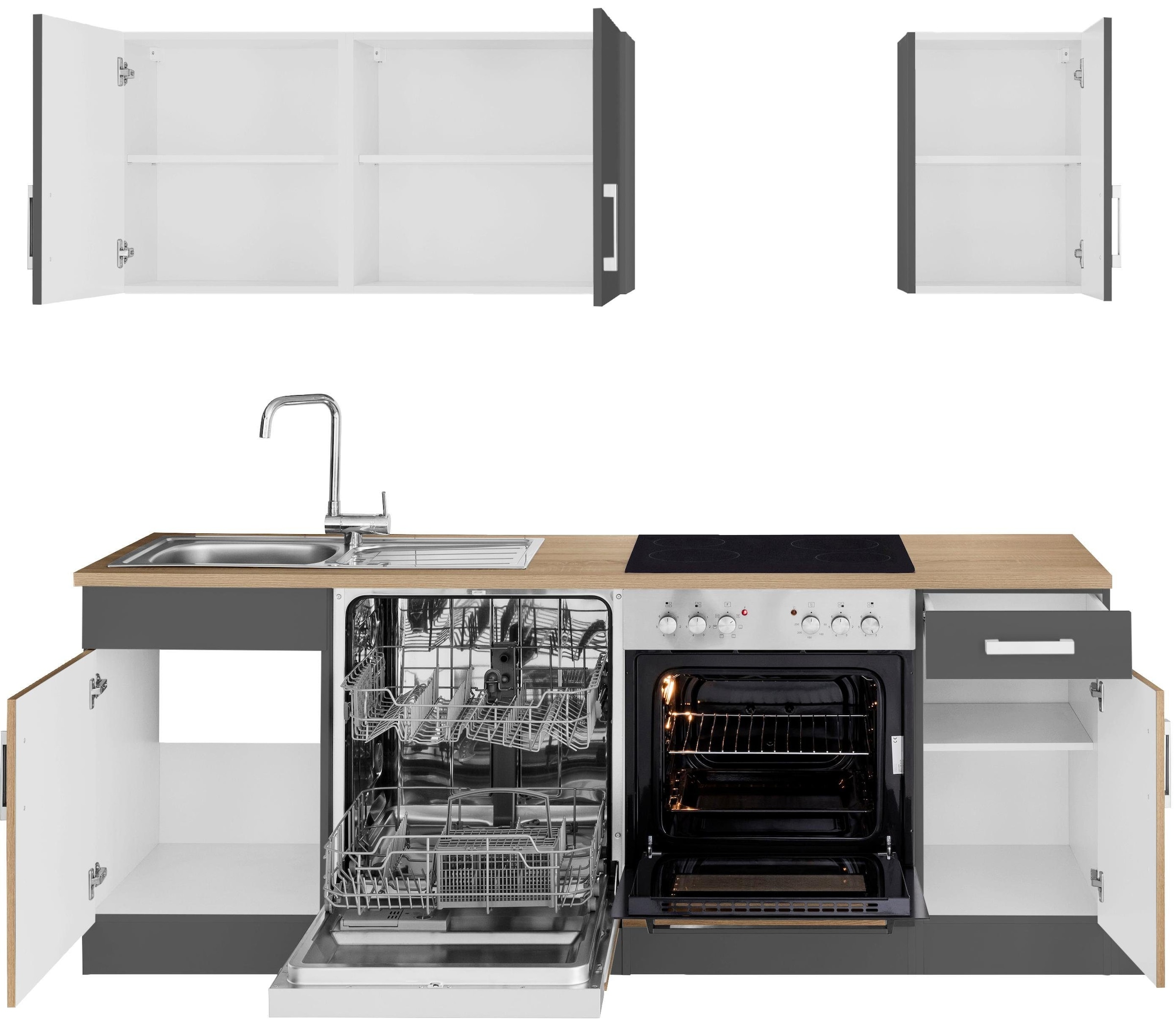 HELD MÖBEL Küchenzeile »Gera«, mit E-Geräten, Breite 210 cm bei OTTO | Küchenzeilen mit Geräten