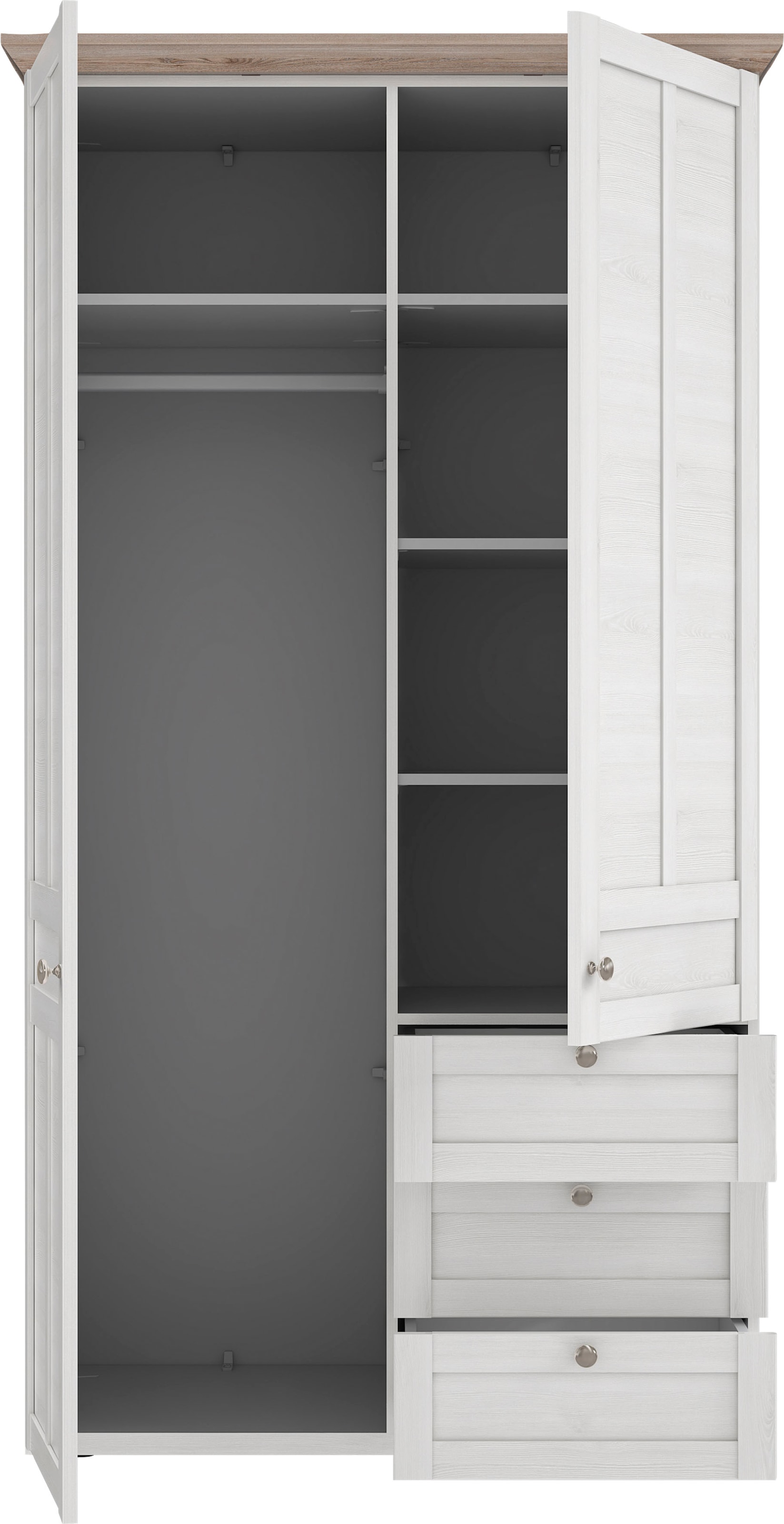 FORTE Kleiderschrank »Iloppa, Schlafzimmerschrank im Landhausstil«, (Maße: B/H/T ca. 155x192,6x57,3 cm), mit Spiegel