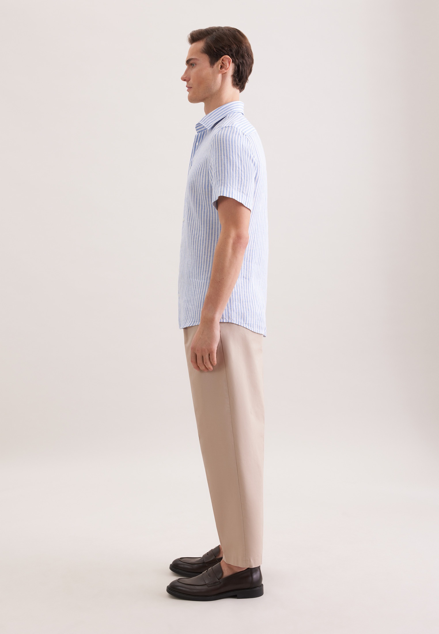 seidensticker Leinenhemd »Schwarze Rose« Shaped 1/2 Kentkragen Gestreift