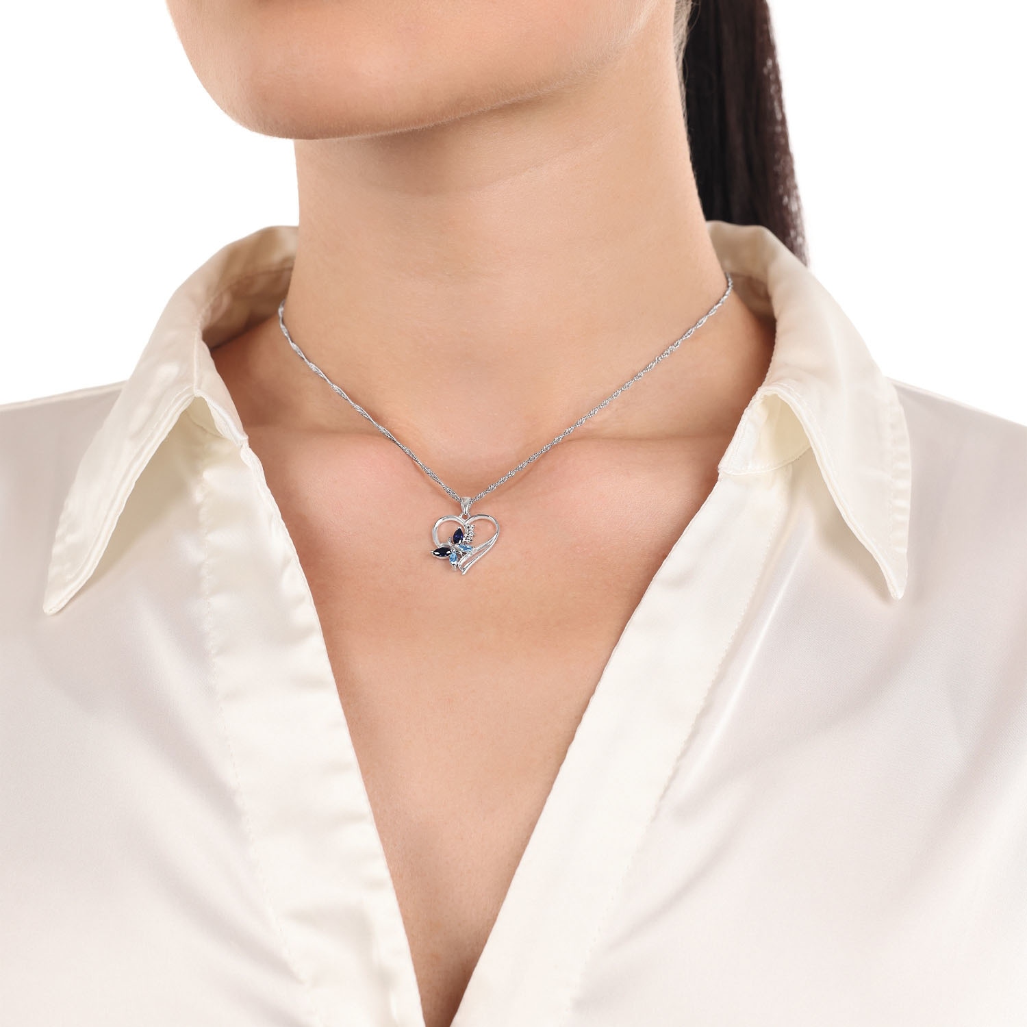 Amor Kette mit Anhänger »Herz/Schmetterling, 2026579«, mit Zirkonia (synth.)
