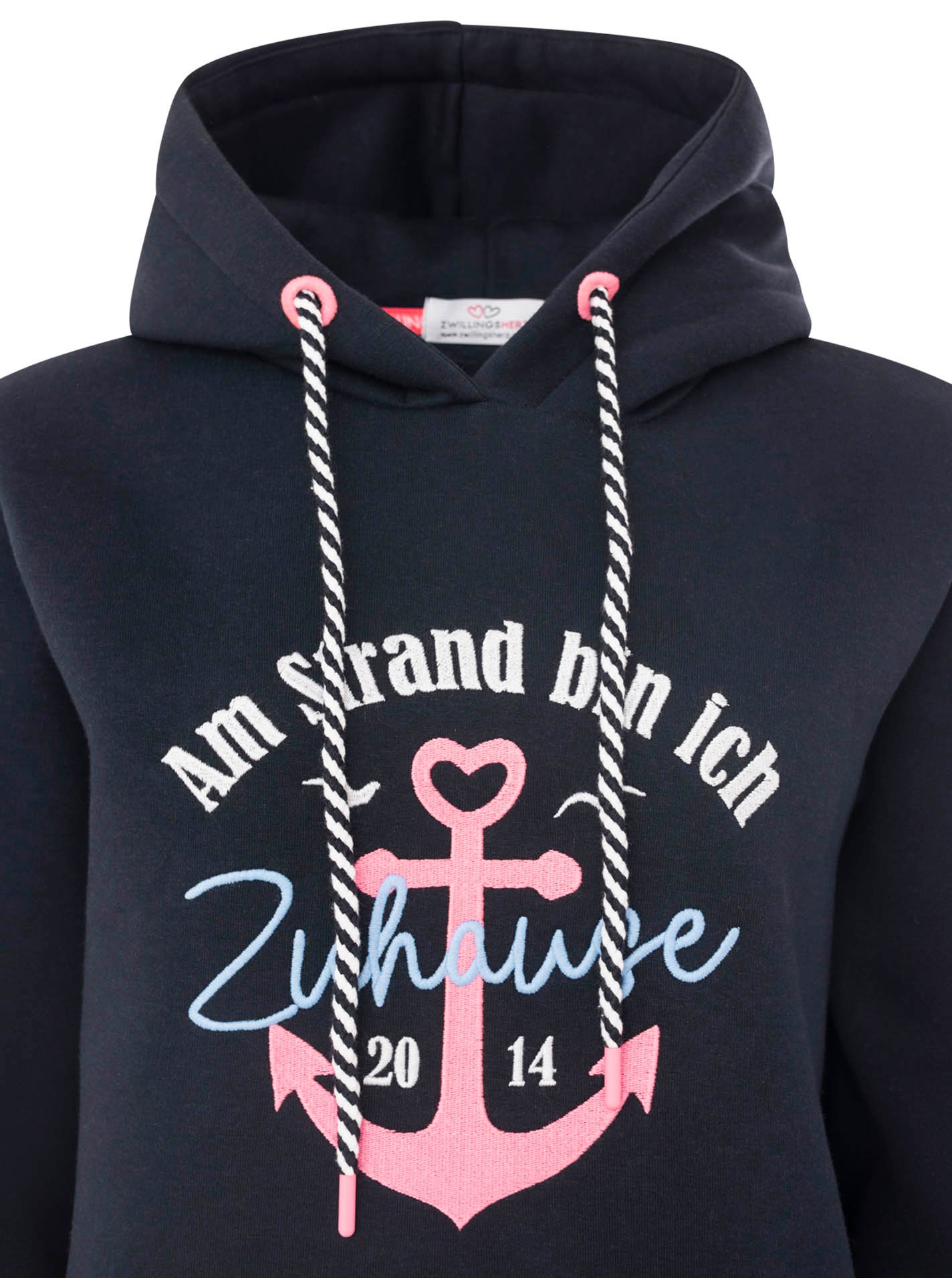 Zwillingsherz Hoodie »"Beach Home"«, Motiv „Am Strand bin ich zu Hause“, Anker, Kapuze mit Kordel
