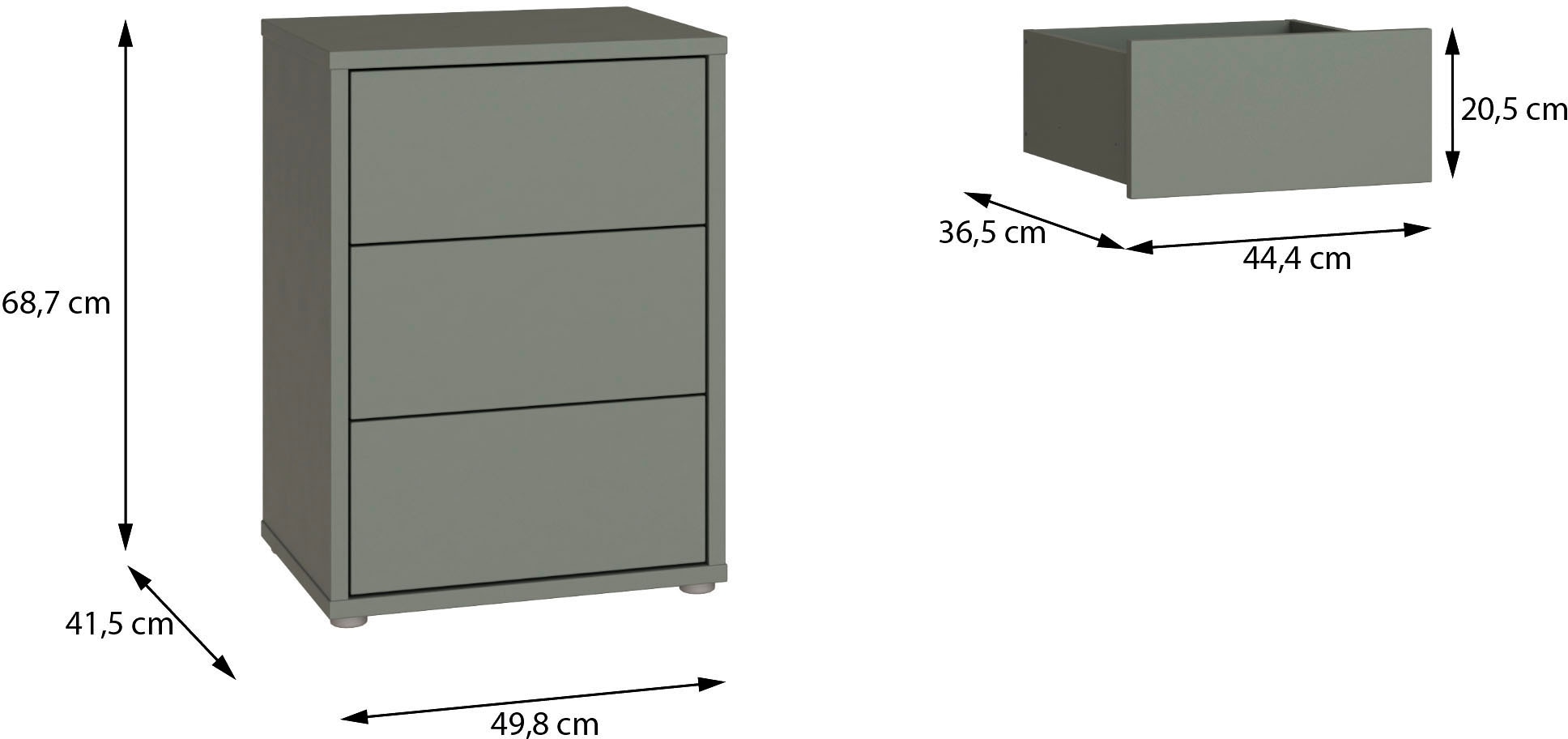 FORTE Nachtkommode »Alice Springs« Schubkästen mit Vollauszug, Push to Open