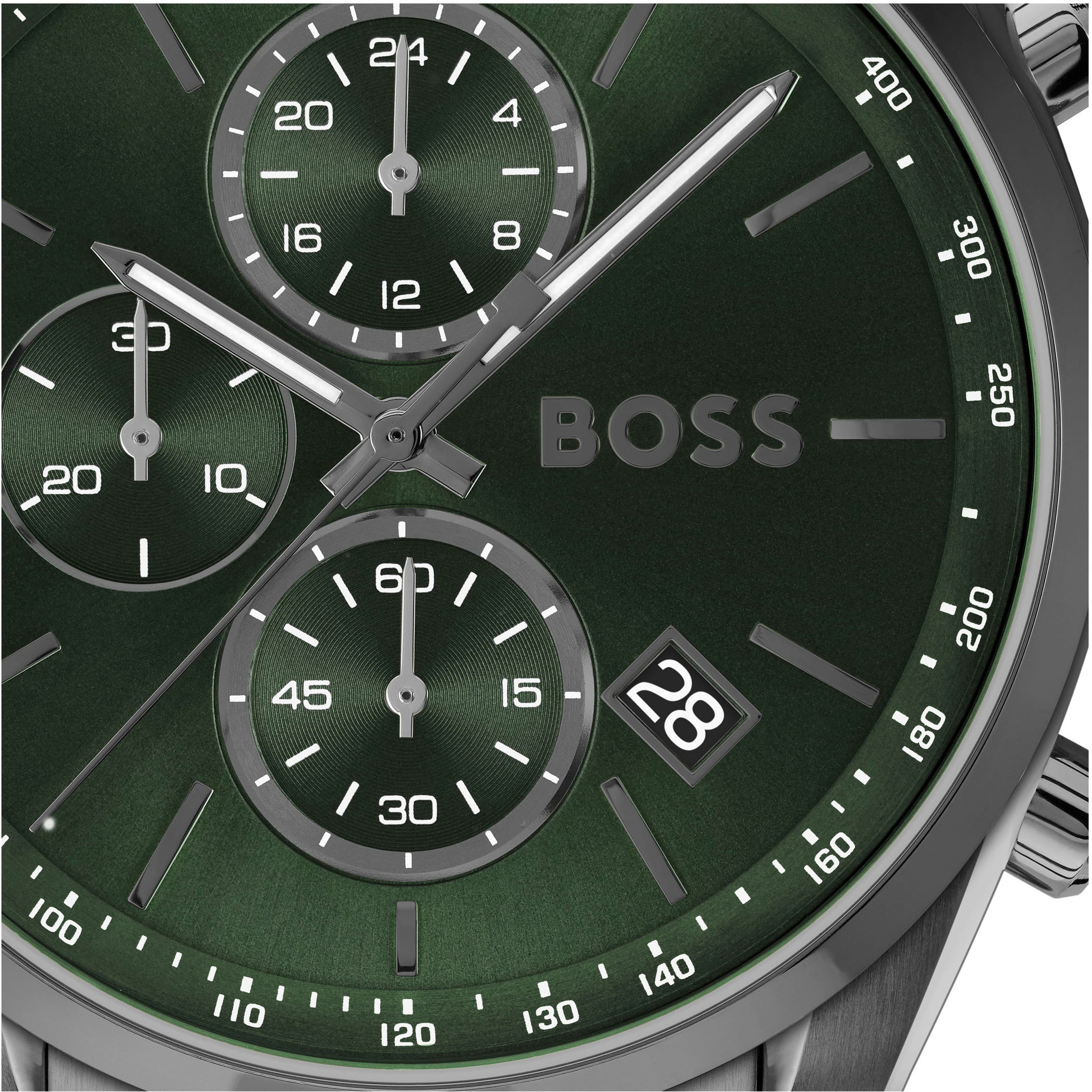 BOSS Quarzuhr »GRAND PRIX 44«, Quarzuhr, Armbanduhr, Herrenuhr, Edelstahlarmband, analog, Tag