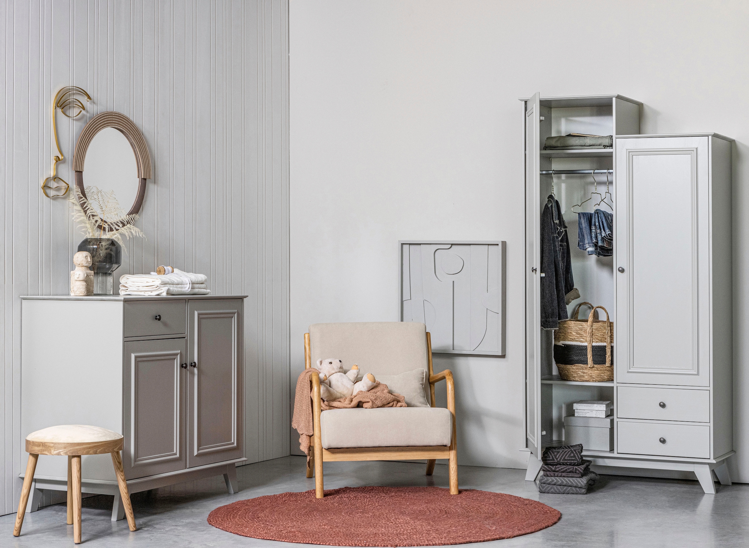 WOOOD Loungesessel »Mark mit Gewebtem Bezug und Gummibaumholz-Rahmen B 67 x T 82 x H 75 cm« Gute Verschleißfestigkeit, Tragkraft 135 kg, separates Rückenkissen