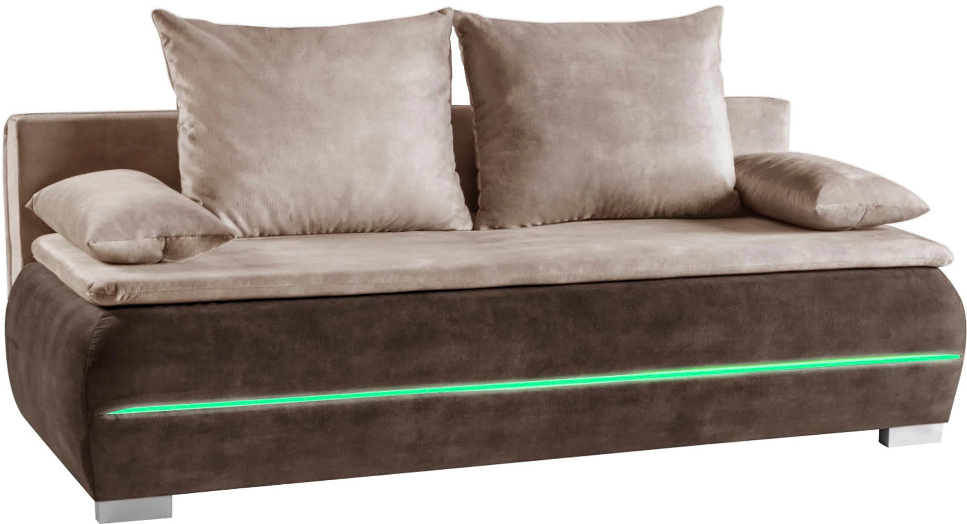 WERK2 Schlafsofa »Tekla LED, Bettcouch Breite 206cm, Liegefläche 200/140cm,«, 2-Sitzer Schlafcouch mit Bettkasten & stylischer RGB-LED-Beleuchtung