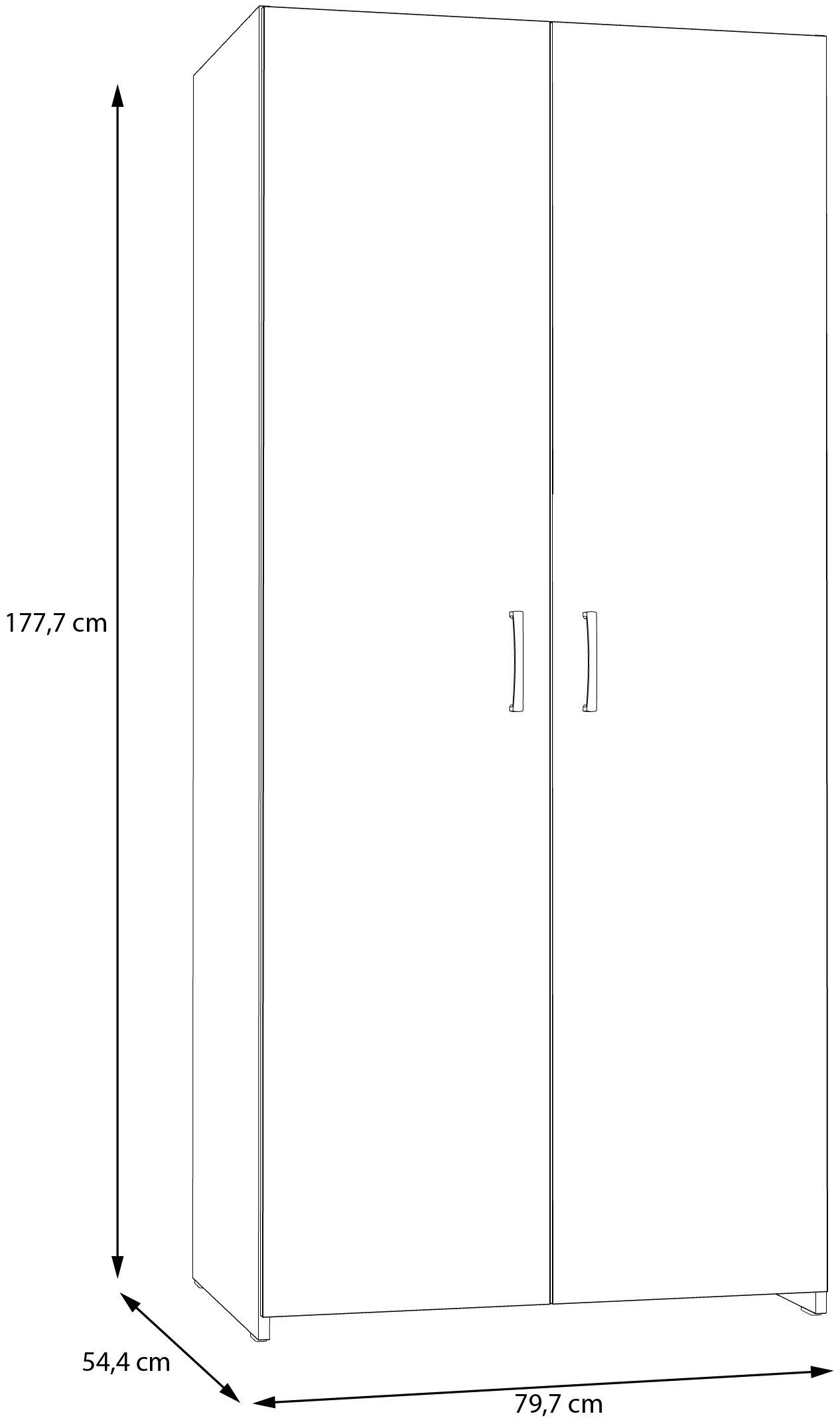 FORTE Kleiderschrank 2 Dekore, Mehrzweckschrank, Einlegeböden optional