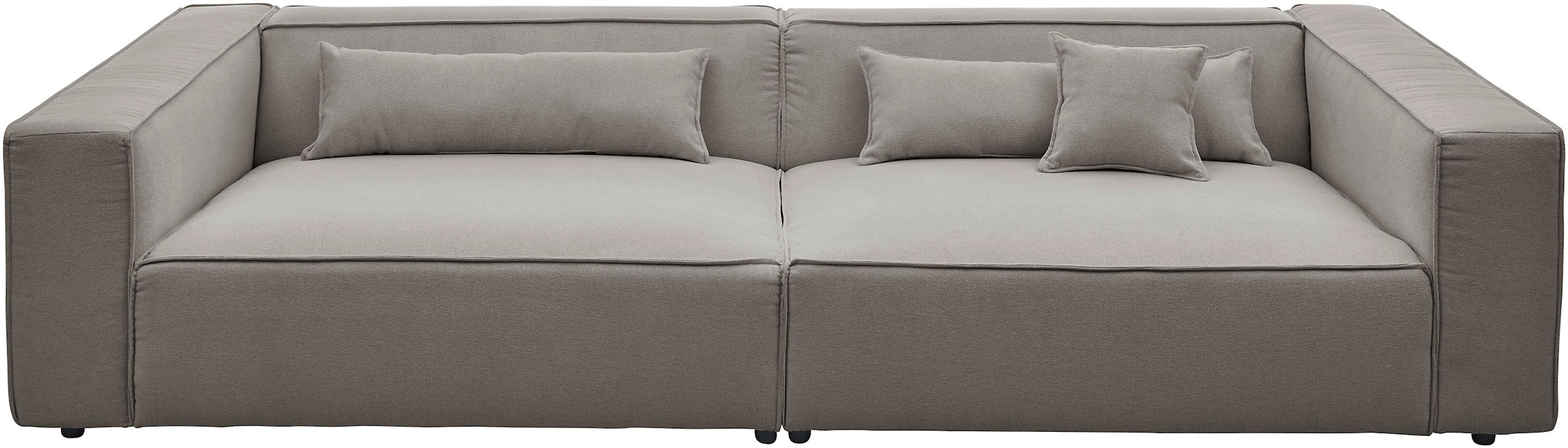LeGer Home by Lena Gercke 3-Sitzer »PIARA, XXL Sofa mit Kedernaht, Big-Sofa in Cord oder Leinenoptik«, schwarze Füße, bequemer Sitzkomfort, extra tiefe Sitzfläche