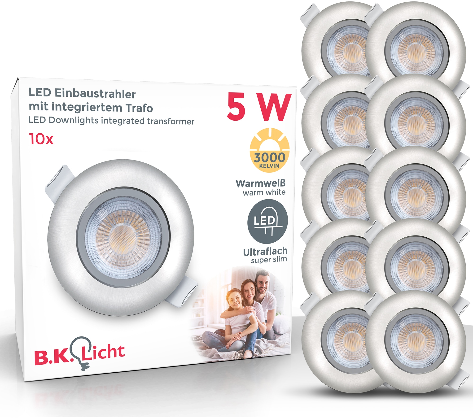 B.K.Licht LED Einbauleuchte »Volantis«, OTTO Einbauspots 450lm Spots inkl.5W bei Deckenleuchten 10 LED Einbaustrahler SET flammig-flammig