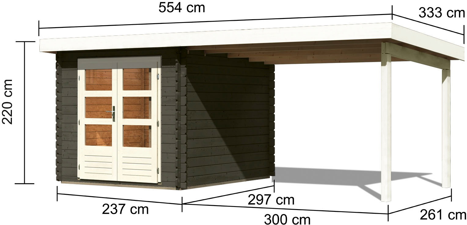 Karibu Gartenhaus »Schloßsee 4«, mit Anbaudach