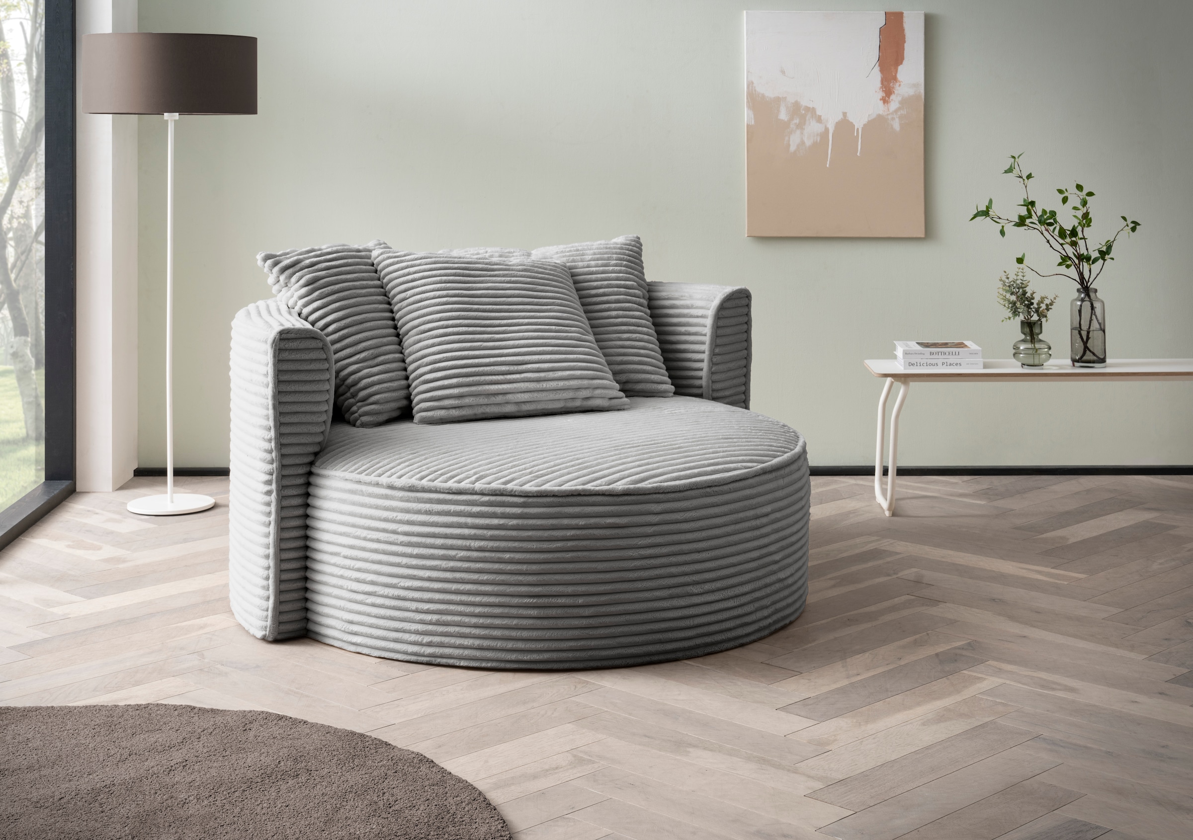 LeGer Home by Lena Gercke XXL-Sessel »Isalie, Sessel in modernen Farben, Lesesessel, Loveseat, Big-Sessel«, trendige Stoffe, mit 3 Zierkissen, große Sitzfläche, Hocker optional