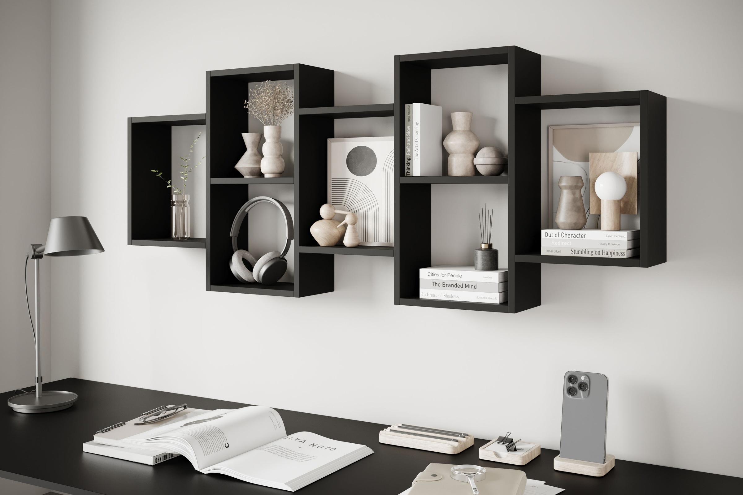 INOSIGN Wandboard »Wandregal Trio 001«, (1 St.), Stell- oder Hängeregal, 10 offene Fächer, flexibel montierbar