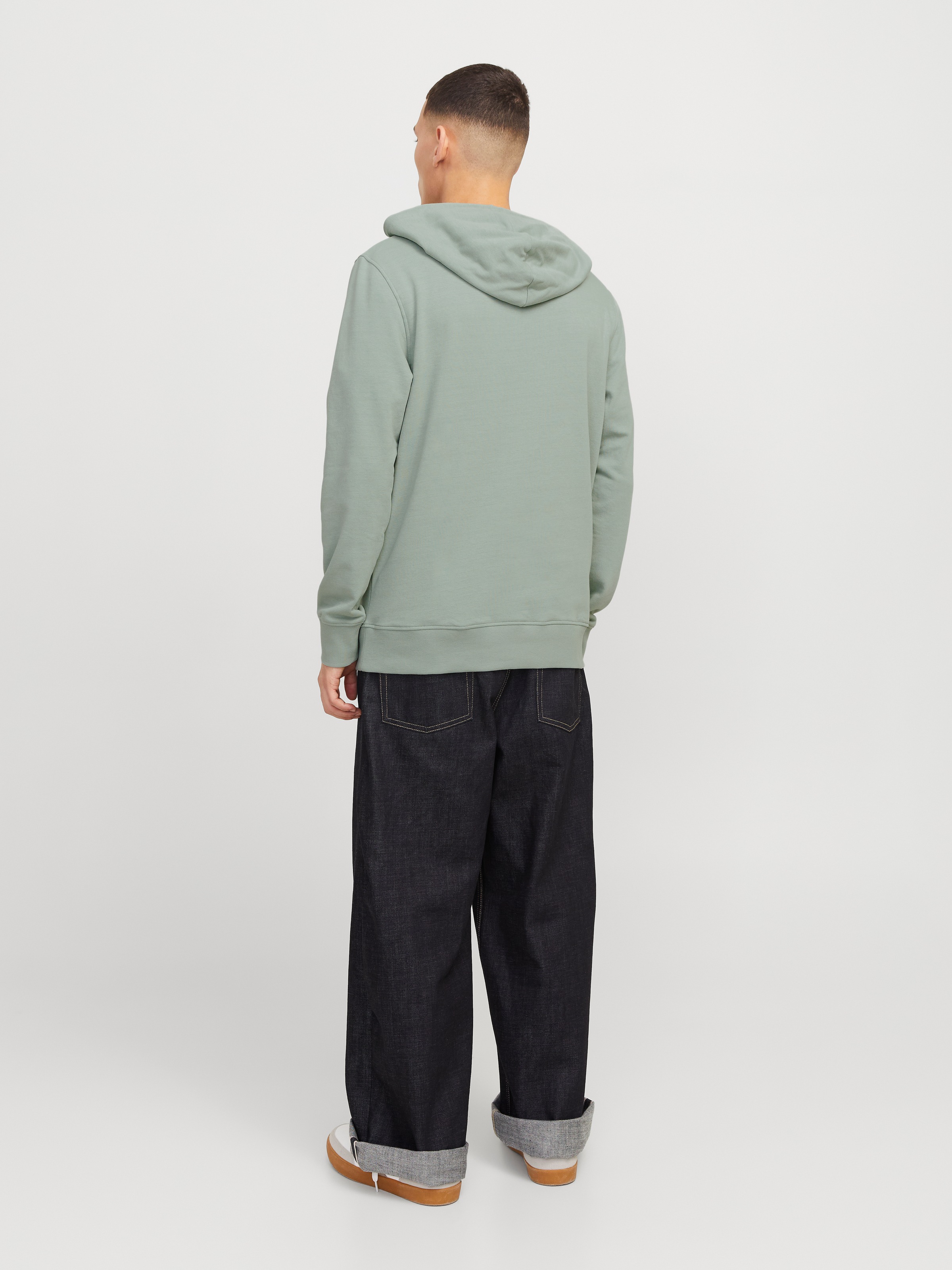 Jack & Jones Kapuzensweatshirt »JJCOLTON – Sweater mit Print, Regular Fit und Materialmix«, bedruckt, modisch, regular fit, angeraute Sweatware, Kapuze