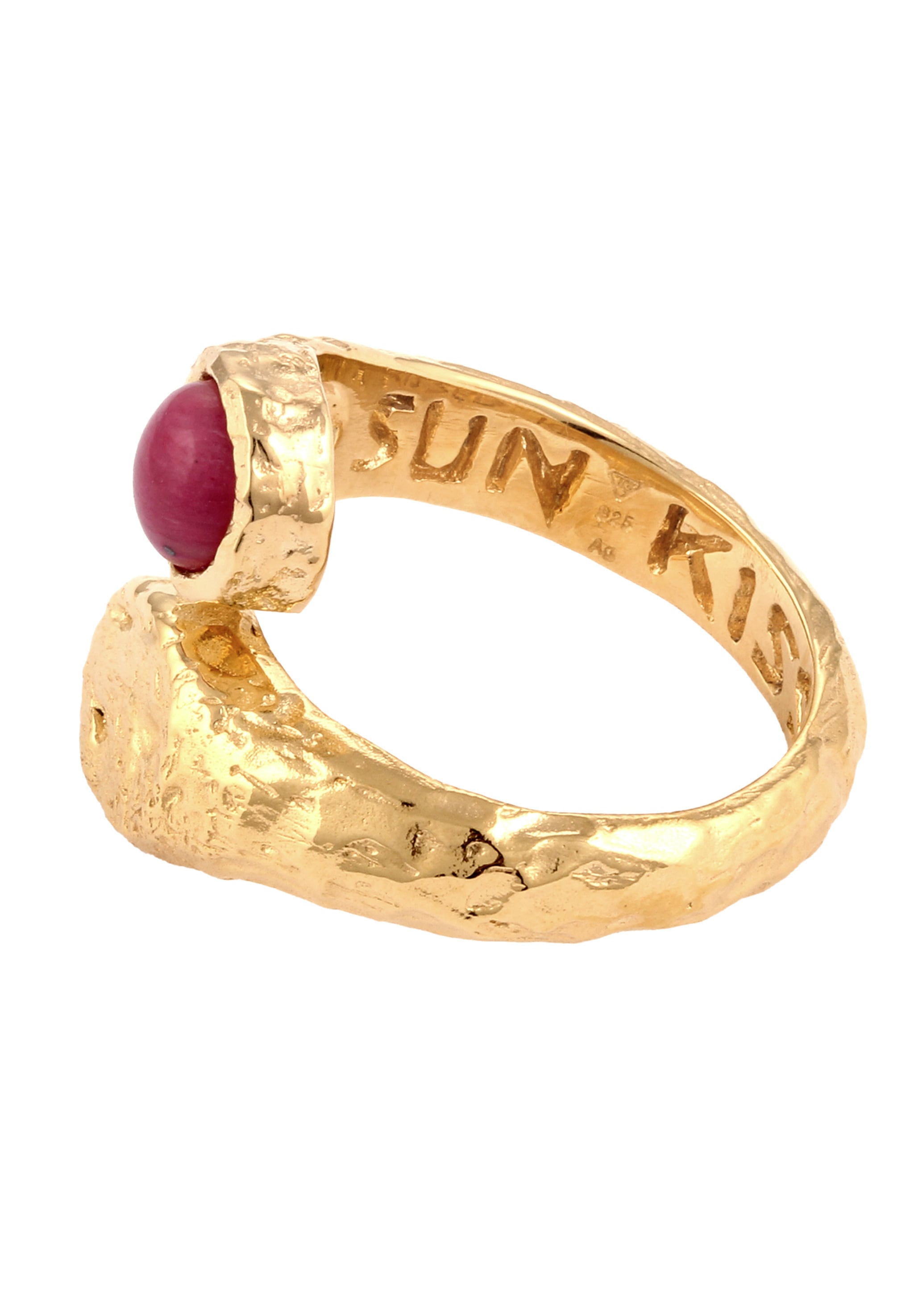 HAZE & GLORY Silberring »Ring Onyx Rot 925 Sterling Silber vergoldet - Sunkissed«