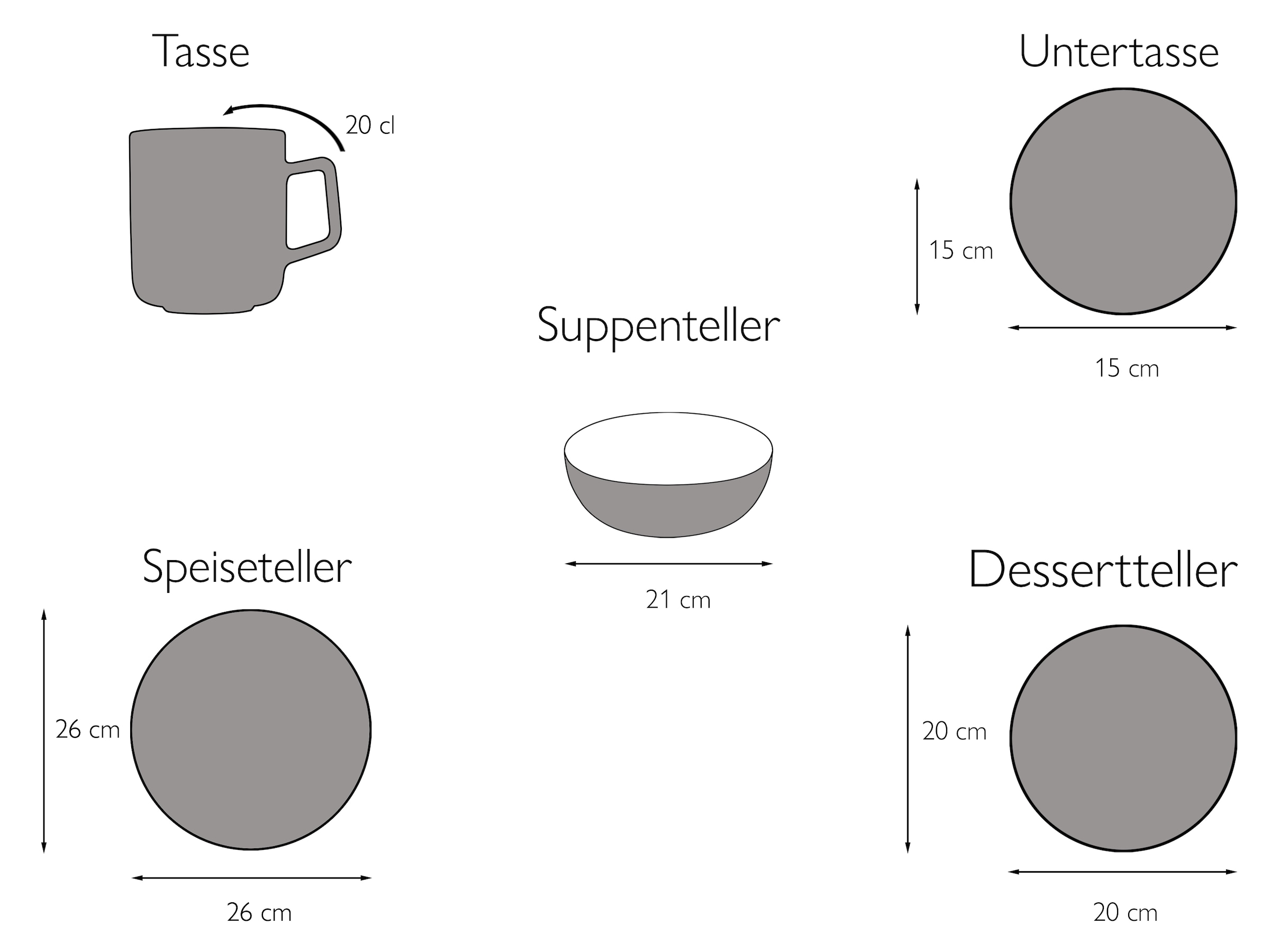 CreaTable Kombiservice »Geschirr-Set Amelie«, (Set, 30 tlg., Kaffeeservice und Tafelservice im Set, für 6 Personen), Service, weiß, quadratische Form, 30 Teile, für 6 Personen