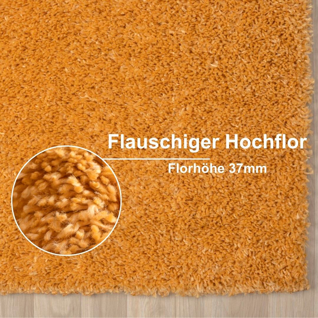 Myflair Möbel & Accessoires Hochflor-Bettumrandung »My Shaggy«, (3 tlg.), Shaggy, Uni-Farben, leicht glänzend, extra flauschig, Läufer-Set