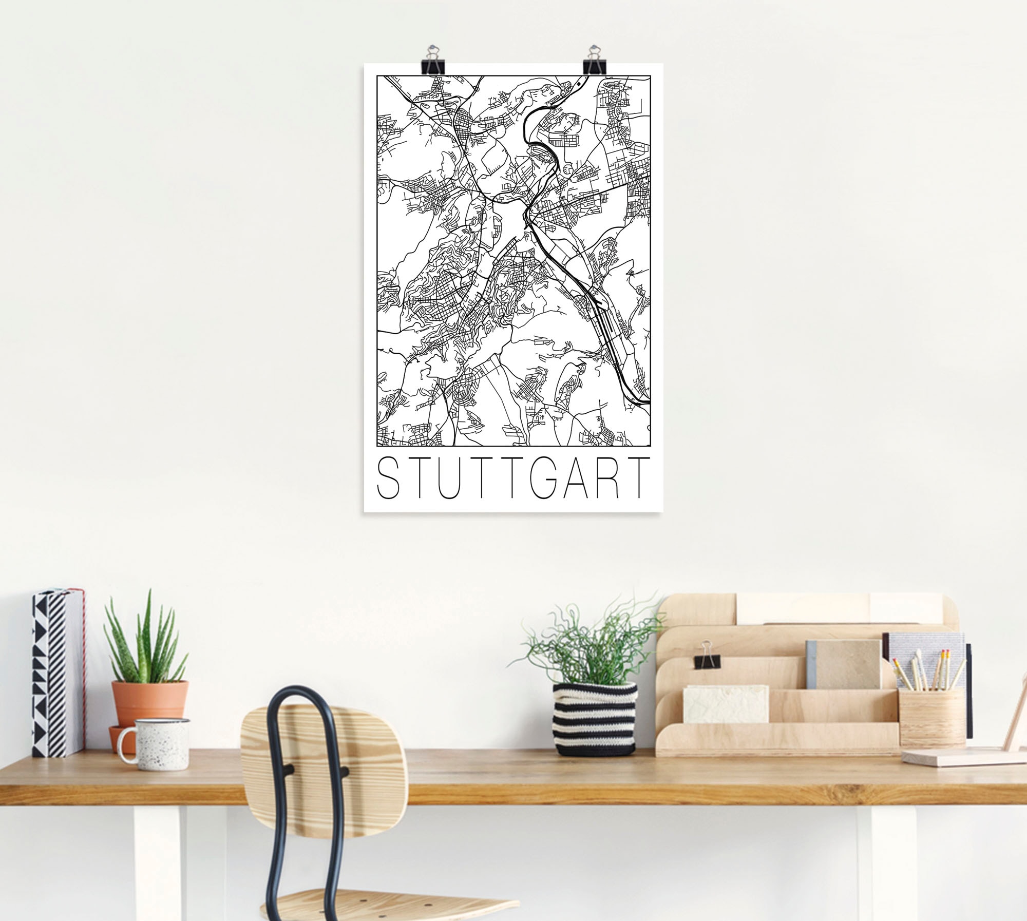 Artland Poster »Retro Karte Stuttgart Deutschland«, Deutschland, (1 St.), als Alubild, Leinwandbild, Wandaufkleber oder Poster in versch. Größen