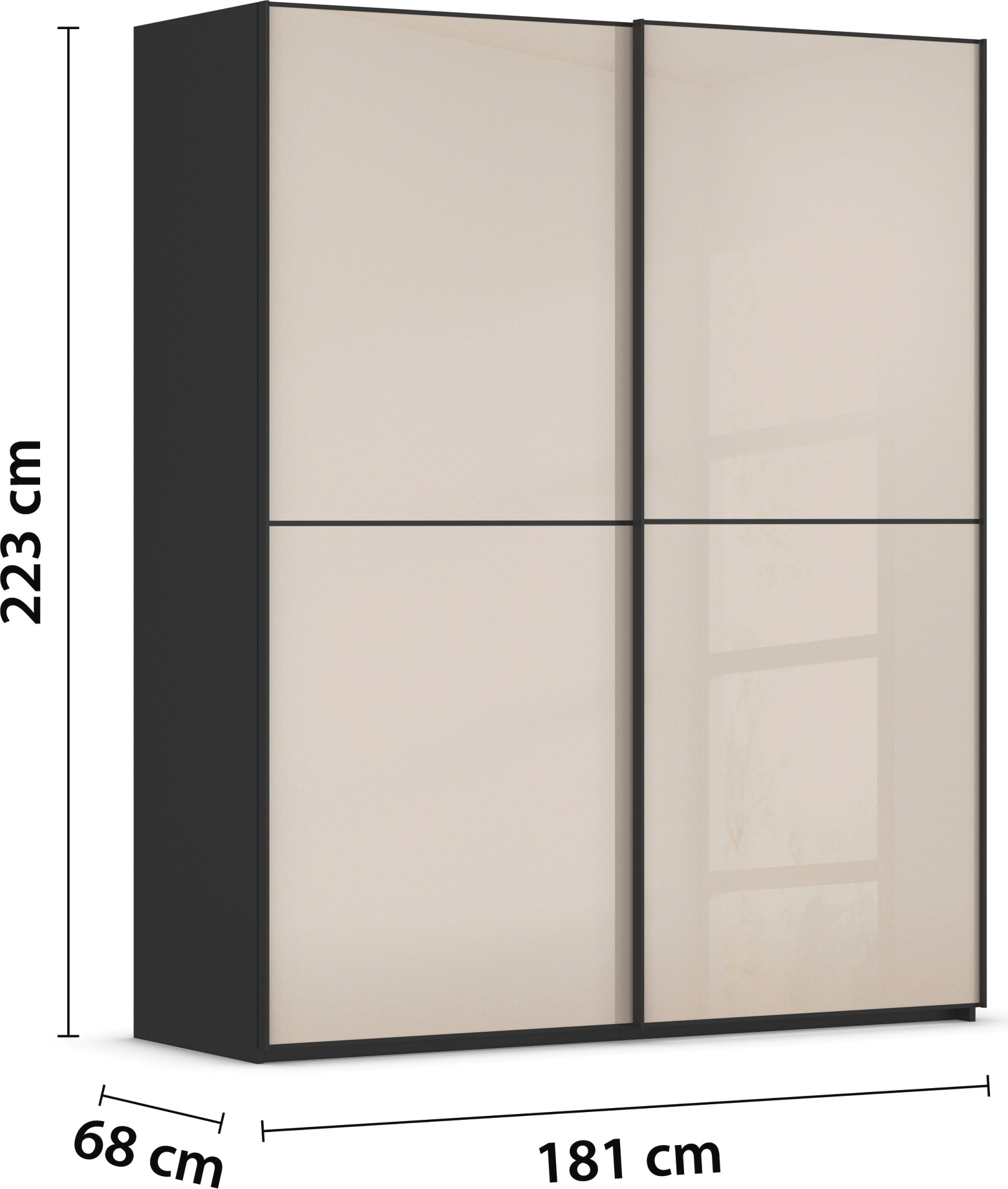 rauch Schwebetürenschrank »Kleiderschrank Schrank Garderobe Schlafzimmerschrank SCALE-DUO« edle zweigeteilte Türen Glas-Front mit 3 Zierleisten MADE IN GERMANY