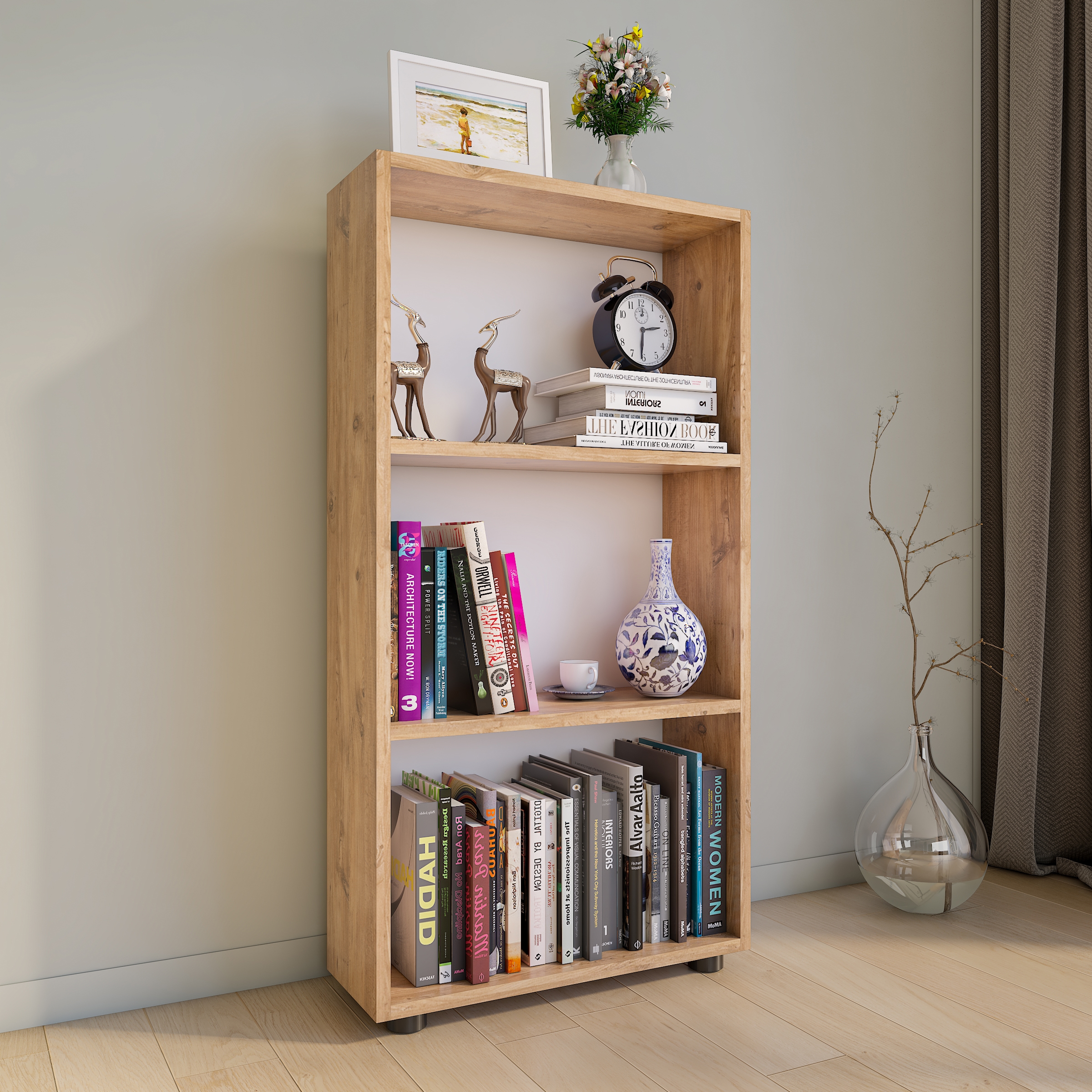 VCM Standregal »VCM Holz Aufbewahrung Stand Regal Bücherregal Deko Bücher Standregal Bulas 3 Fächer«