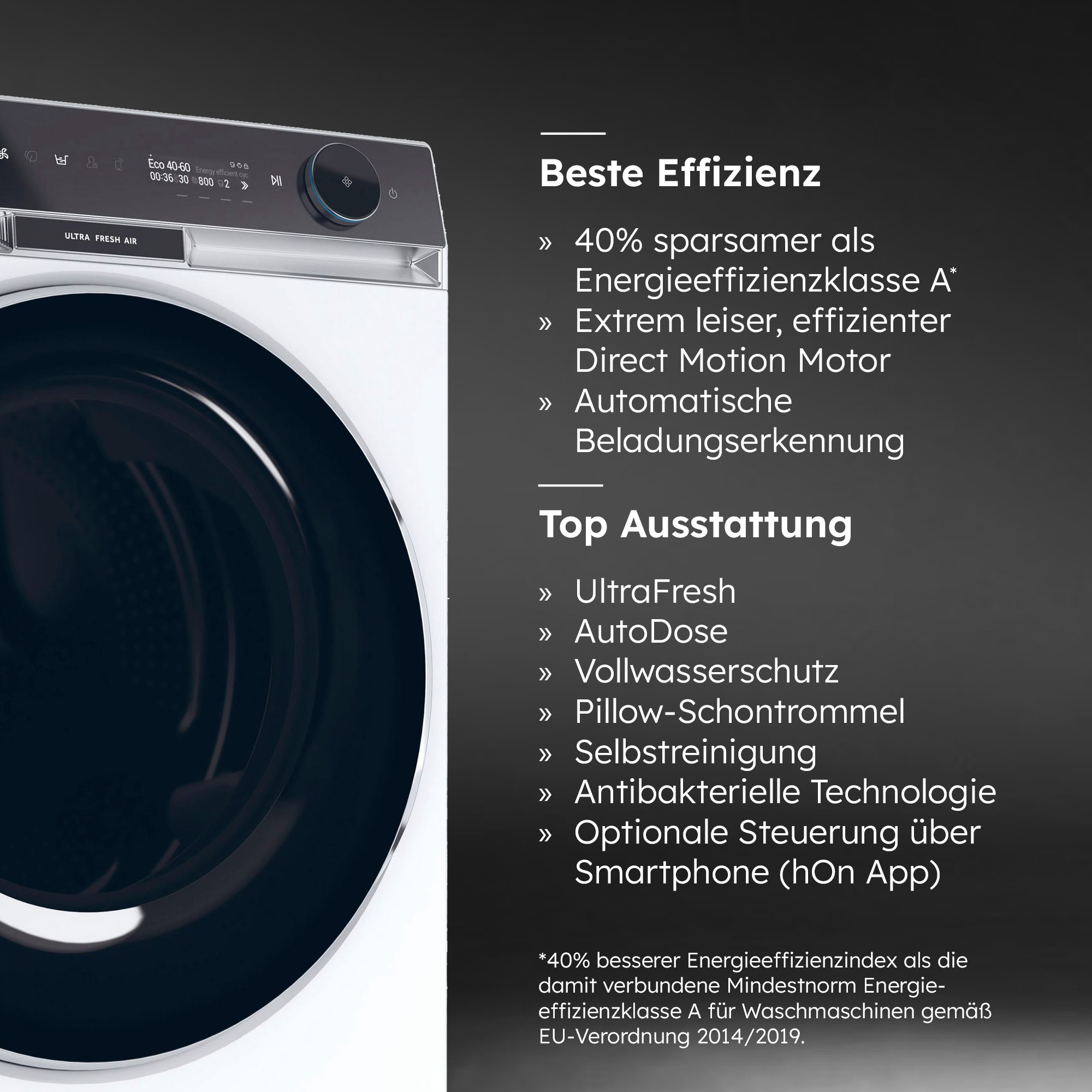 Haier Waschmaschine X SERIE 11 »HW110-BD14397U1« 11 kg 1400 U/min UltraFresh: Hält die Wäsche bis zu 12 Std. frisch