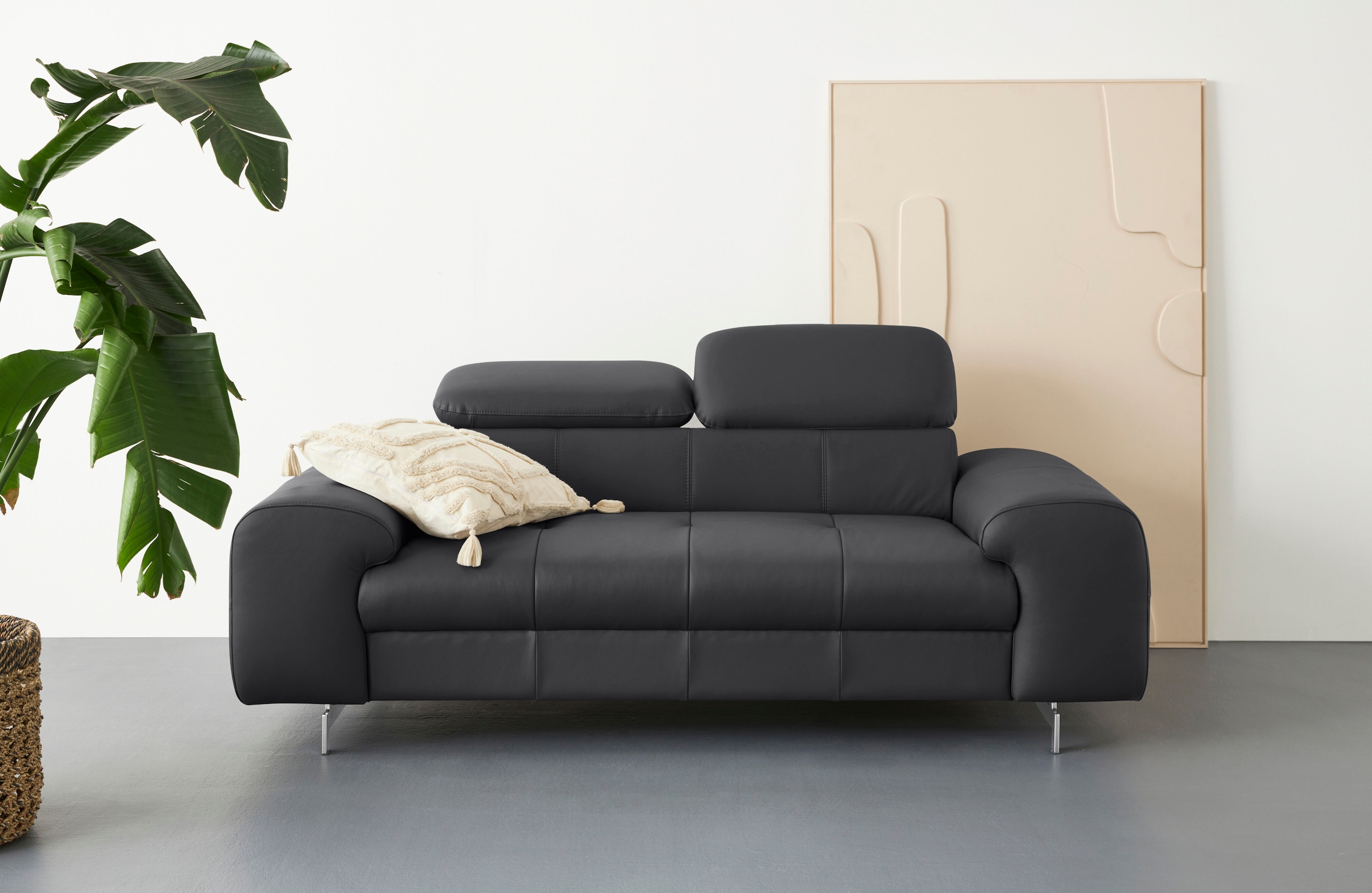 COTTA 2-Sitzer »Chef«, Big-Sofa mit Kopfteilverstellung, edle Metallkufen