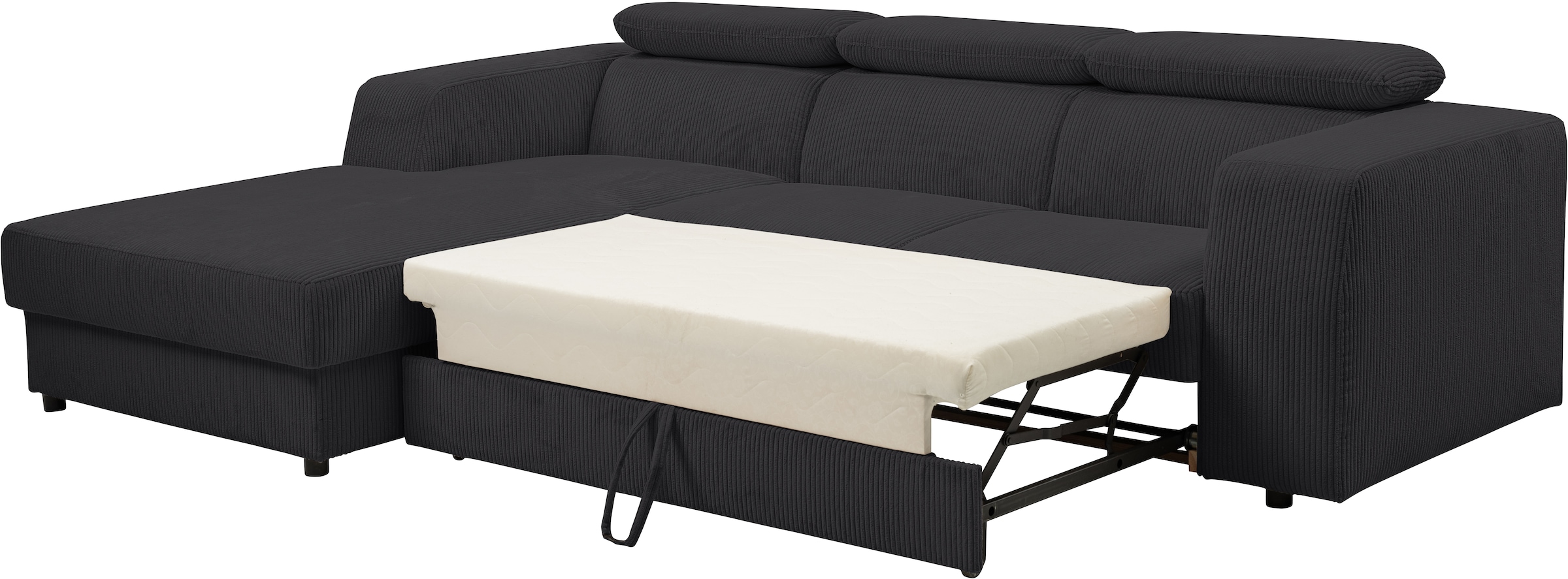 WERK2 Ecksofa »Cherry, modernes Sofa mit Komfortfunktionen, Breite 270cm, L-Form,«, bequem, mit verstellbaren Kopfteilen, Schlaffunktion und Bettkasten