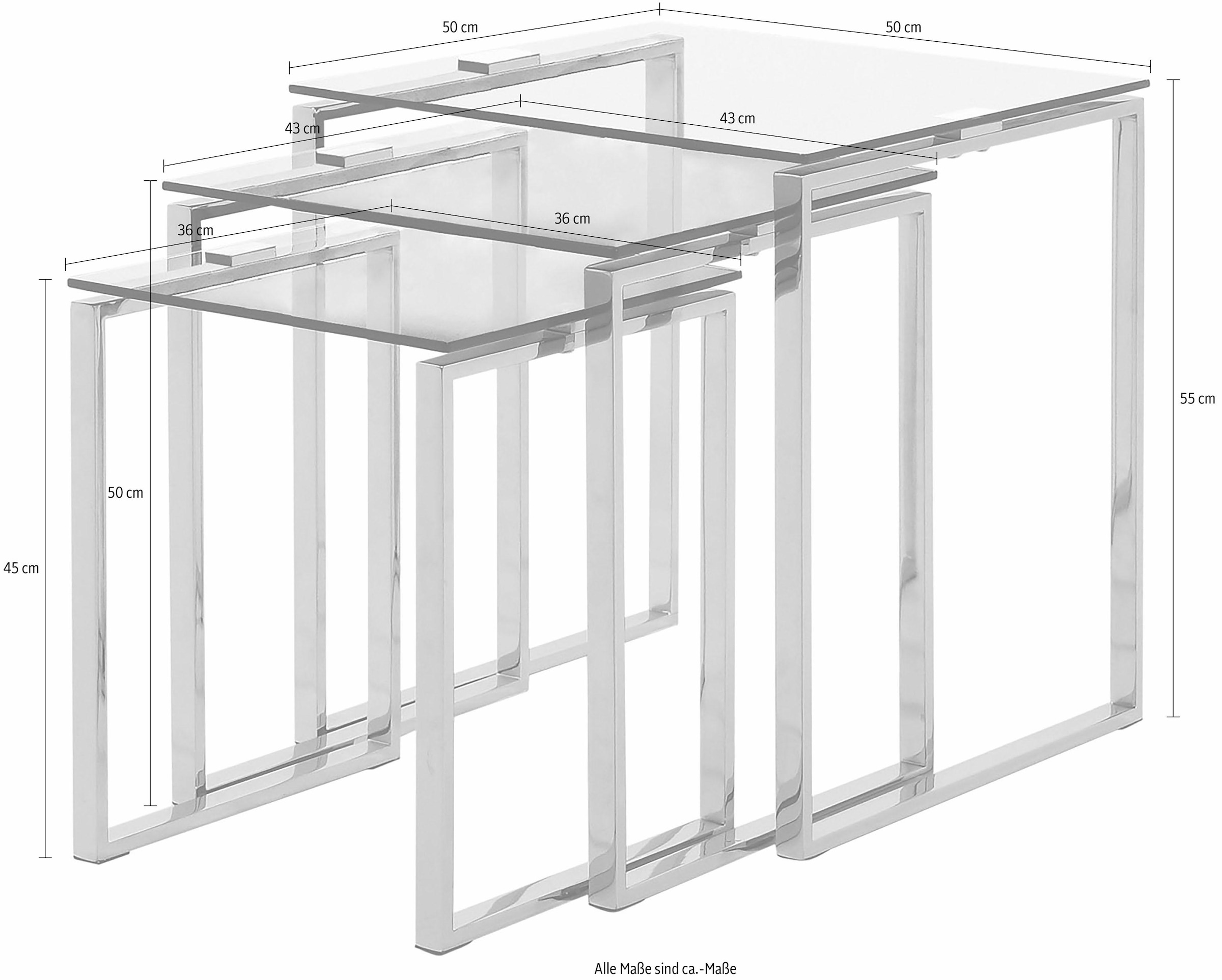 ACTONA GROUP Beistelltisch »Karina«, (Set), mit einer Glastischplatte aus klarem Glas und Chromgestell