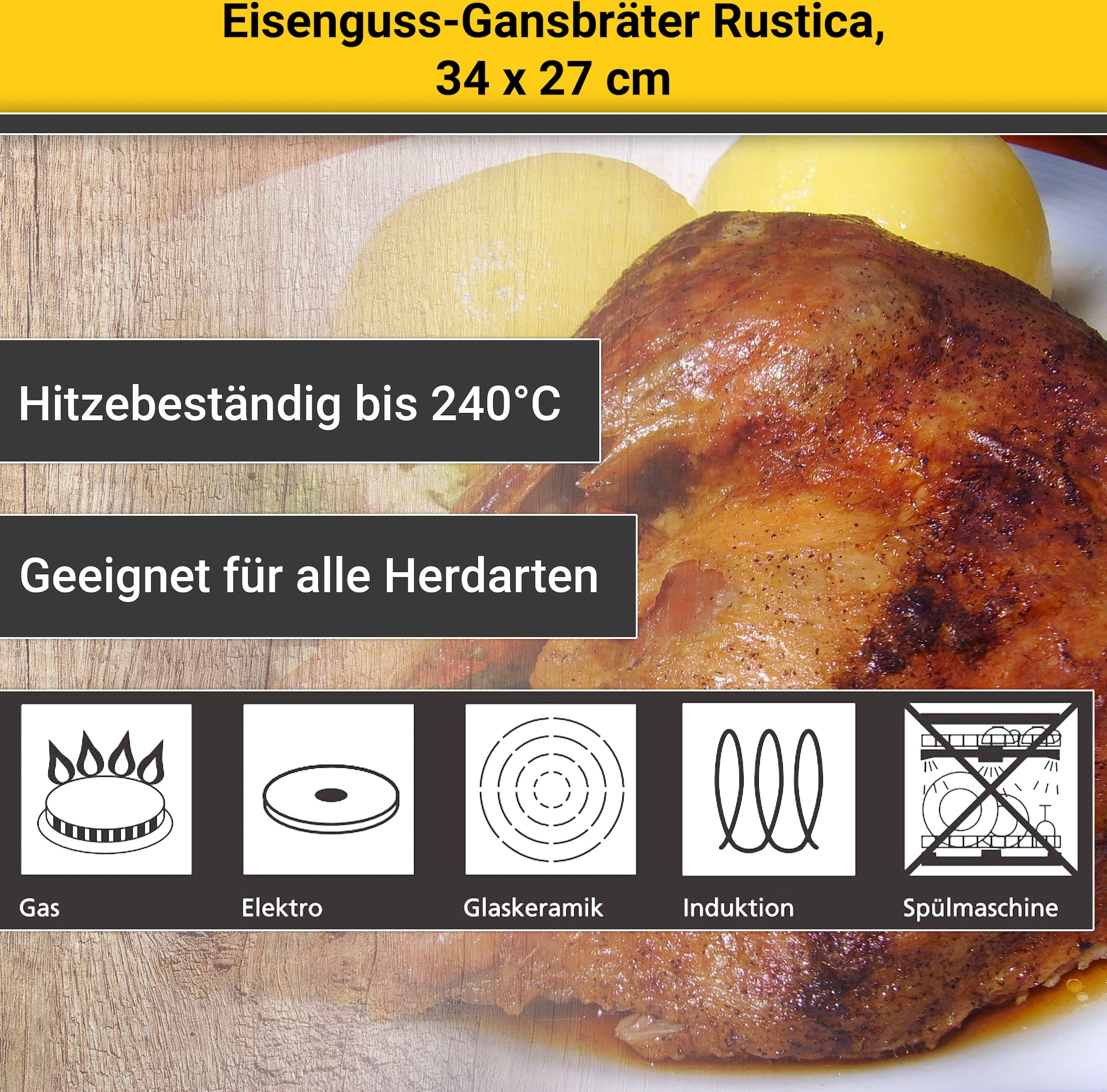 Bräter »Rustica«, im 7,5 bestellen Induktion Shop Eisenguss-Emaille, Liter, Krüger Online OTTO