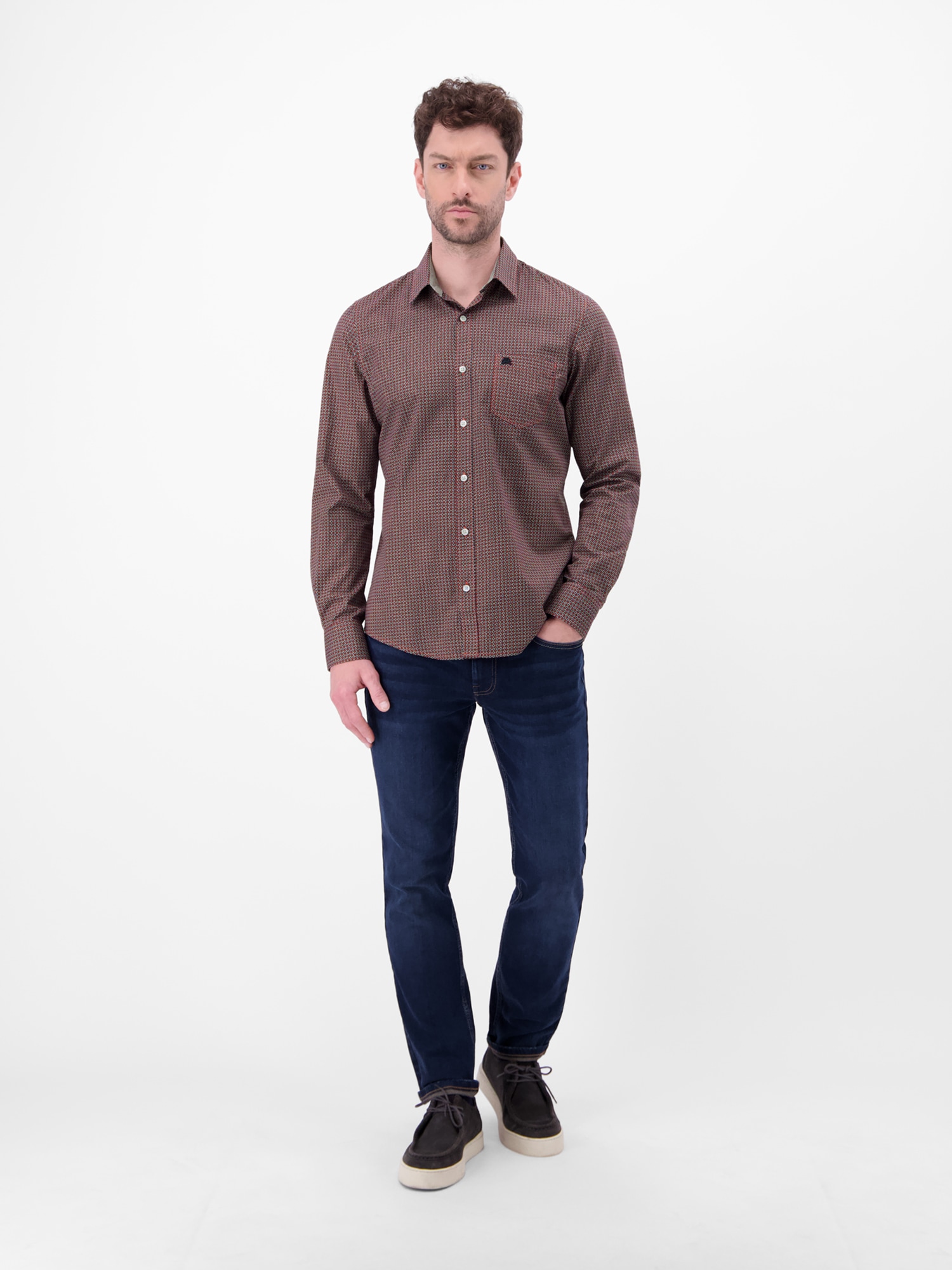 LERROS Langarmhemd »LERROS Langarmhemd mit Karomuster aus 100% Baumwolle«