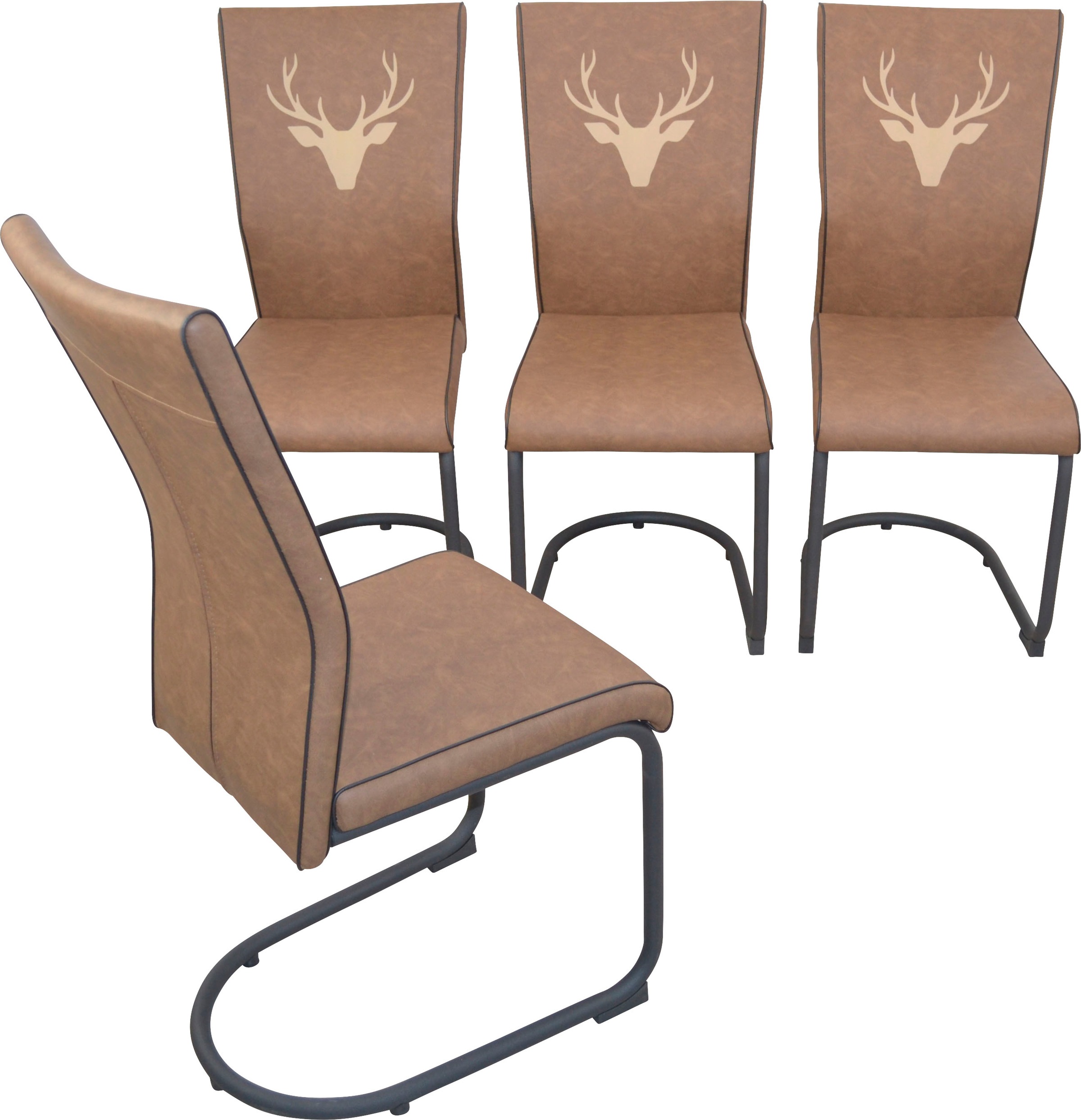 Home affaire Freischwinger »Hunter«, (Spar-Set), 4 St., Kunstleder, Gestell aus Stahlrohr, pulverbeschichtet, Sitz und Rücken schaumstoffgepolstert, Kunstlederbezug