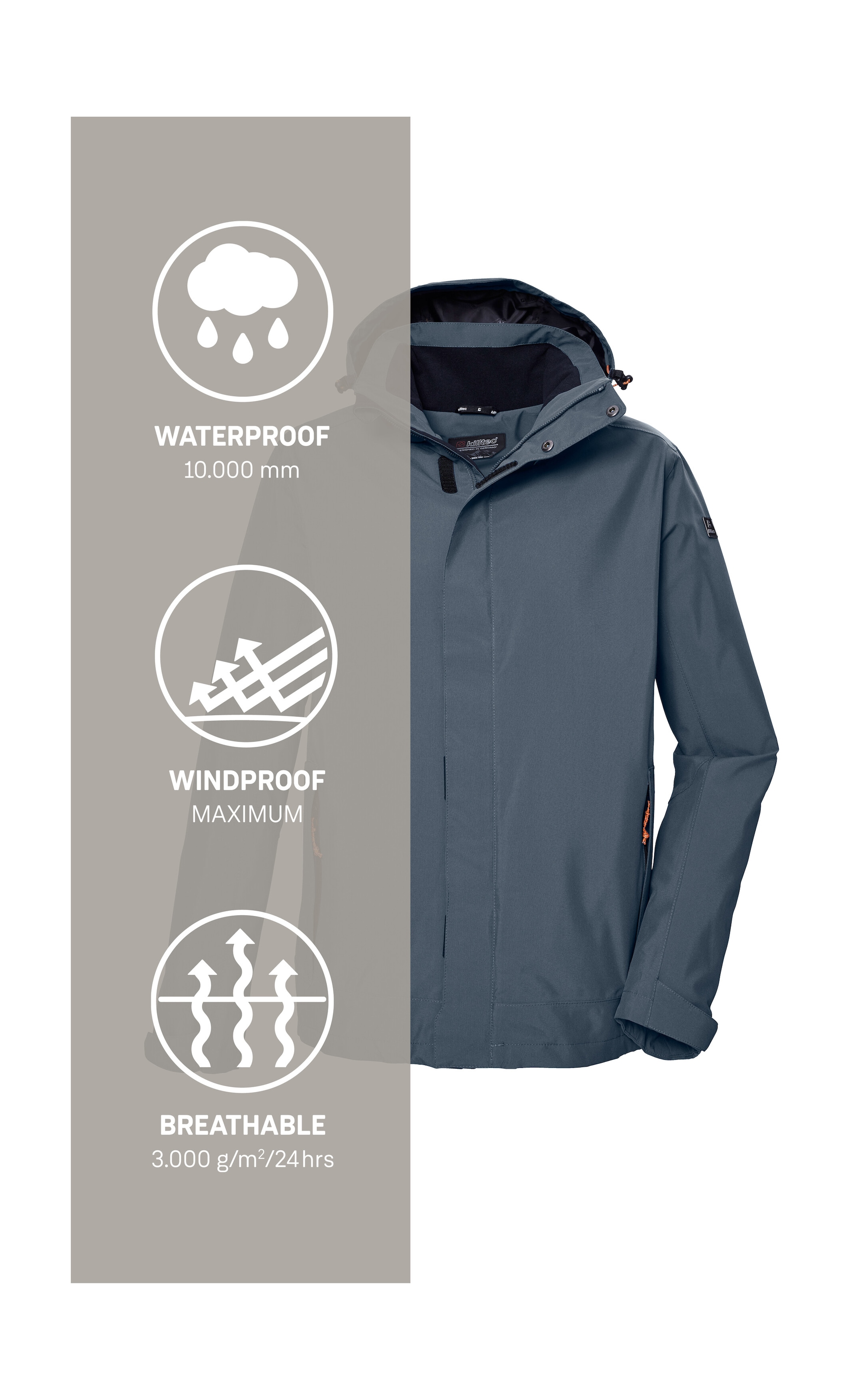 Killtec Funktionsjacke »KOS 87 MN JCKT« Wasser- und winddicht, atmungsaktiv, abnehmbare Kapuze