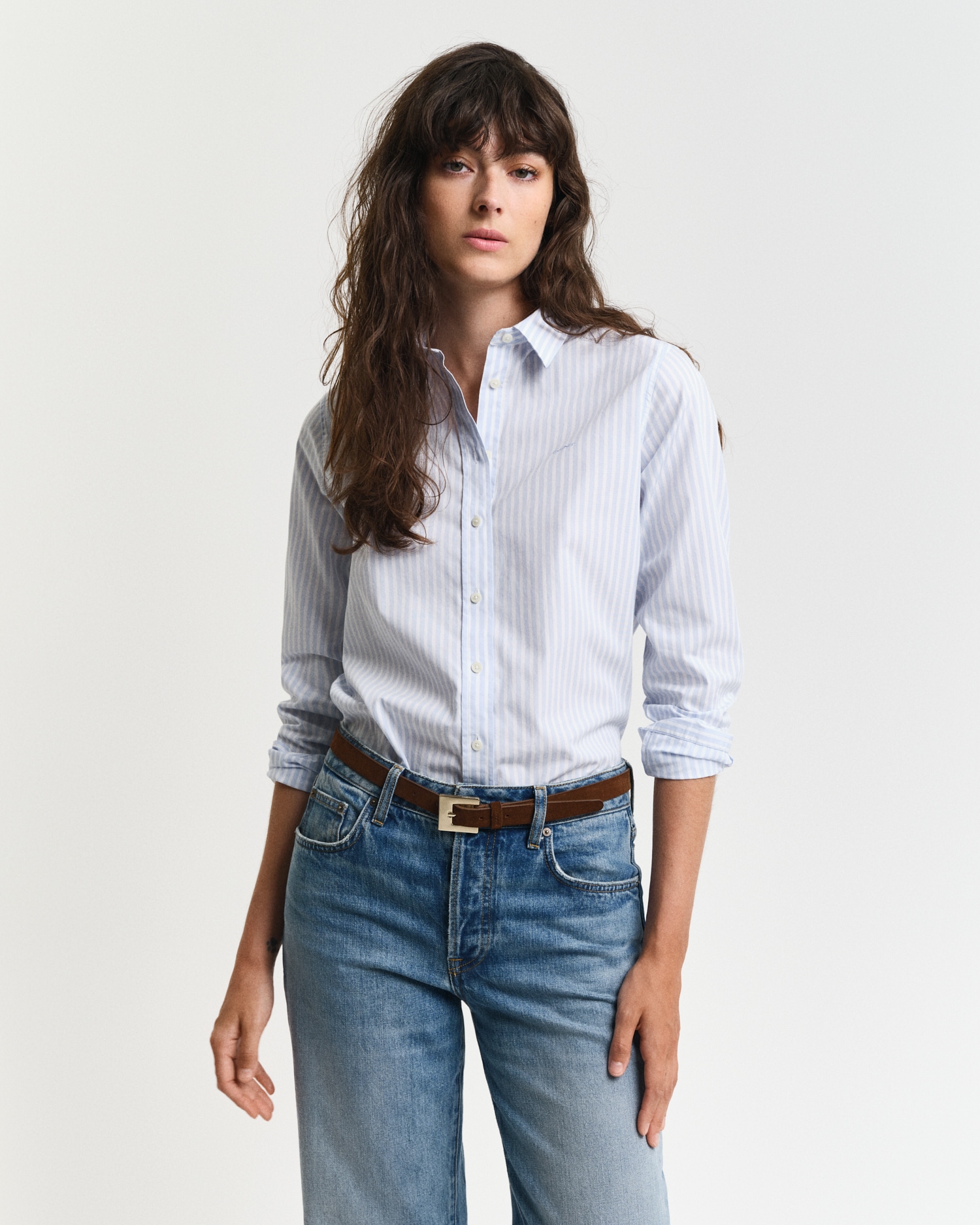 Gant Hemdbluse »REG POPLIN STRIPED SHIRT«, mit einer kleinen Logostickerei auf der Brust