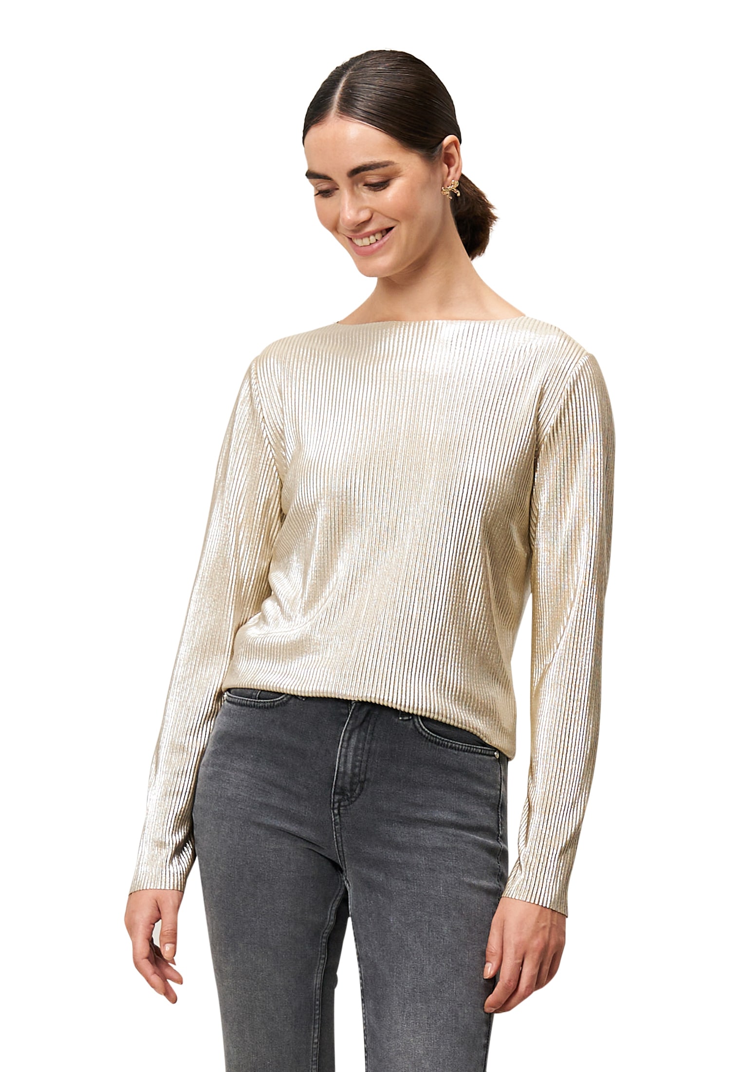 Zero Langarmshirt »Plissee-Shirt strukturiert«