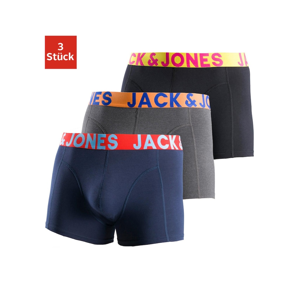 Jack & Jones Boxer »JACCRAZY SOLID«, (3 St.), mit modisch buntem Webbund